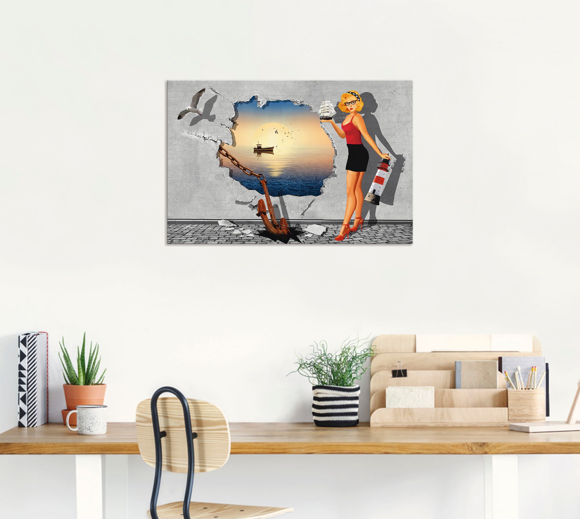 Artland Alu-Dibond-Druck »Die Liebe zum Maritimen«, Frau, (1 St.), für Innen- und Außenbereich geeignet, Outdoorbild