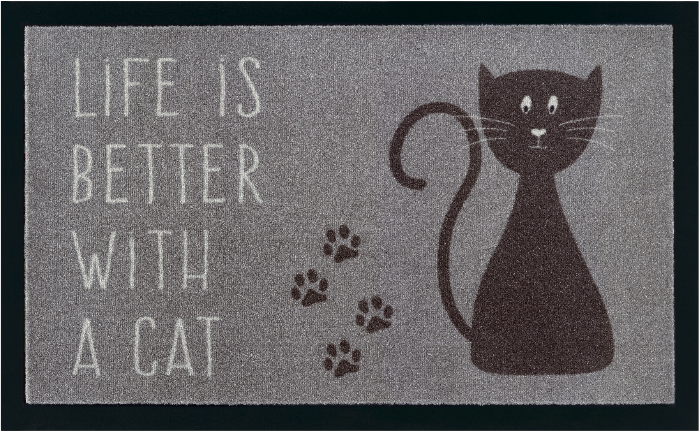 my home Fußmatte »Katze, Türmatte«, rechteckig, 5 mm Höhe, Rutschfest, Tiermotiv, Cat, mit Spruch, Robust, Pflegeleicht