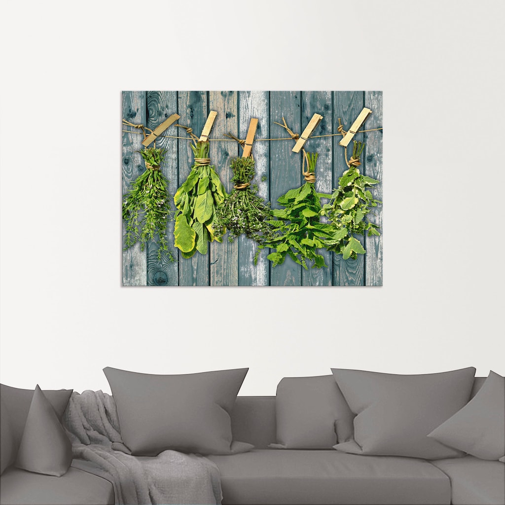 Artland Wandbild »Kräuter mit Holzoptik«, Pflanzen, (1 St.)