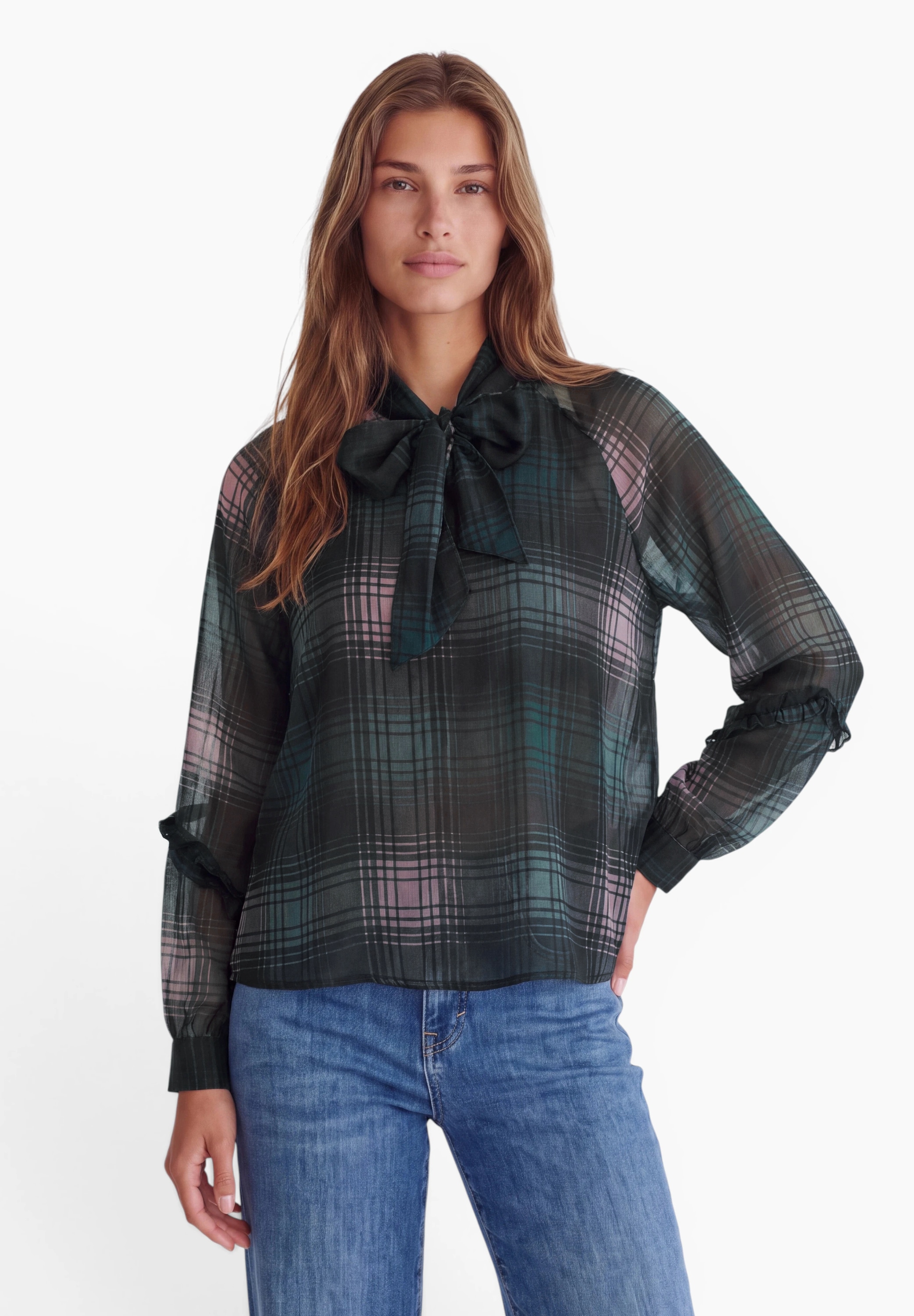STREET ONE STUDIO Langarmbluse mit Chiffon-Layer