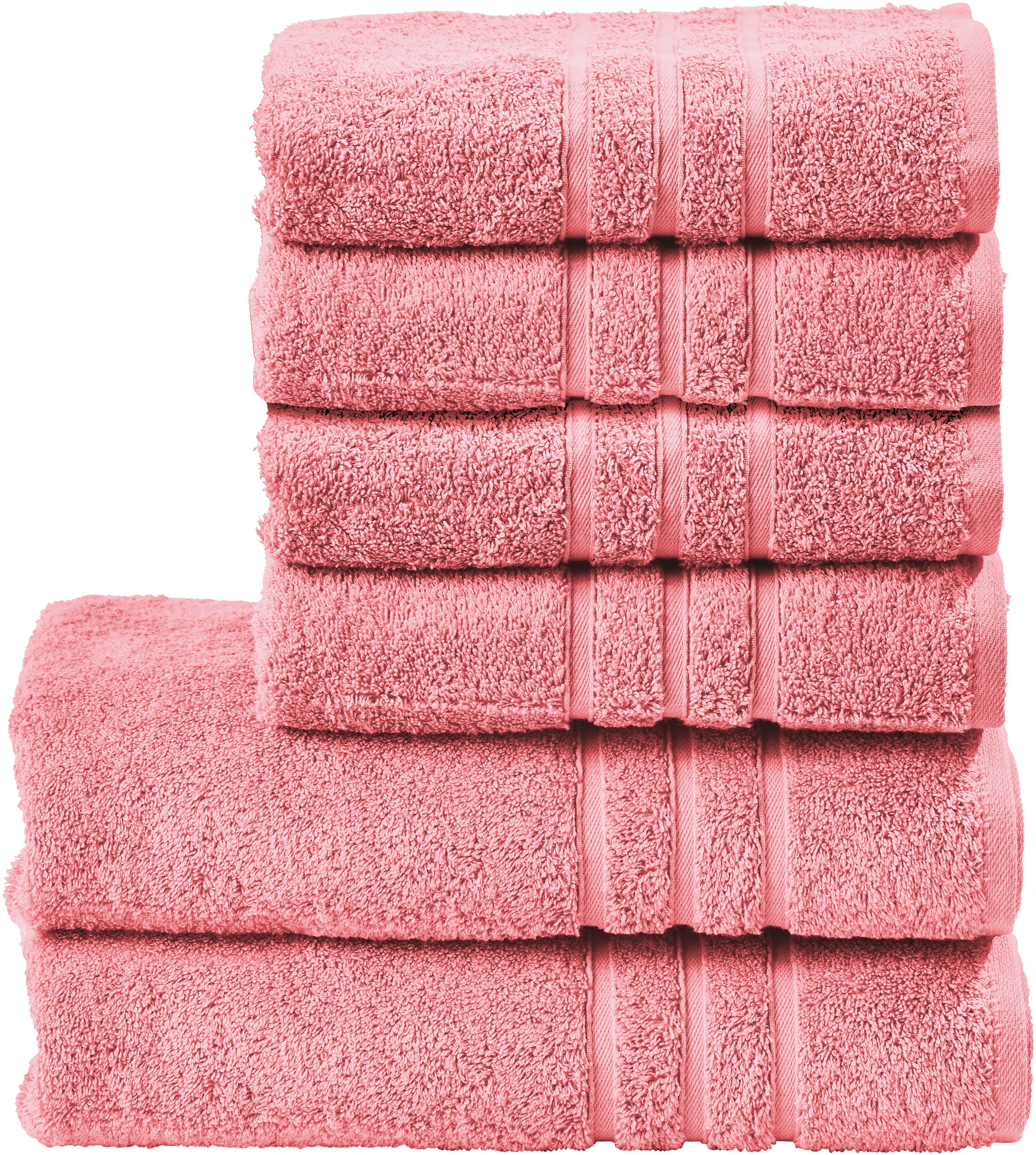 Handtuch Set DONE., rosa, Walkfrottier, Obermaterial: 100% Baumwolle, Handtuch-Sets, "Daily Uni", saugfähiges Walkfrottier, in verschiedenen Set