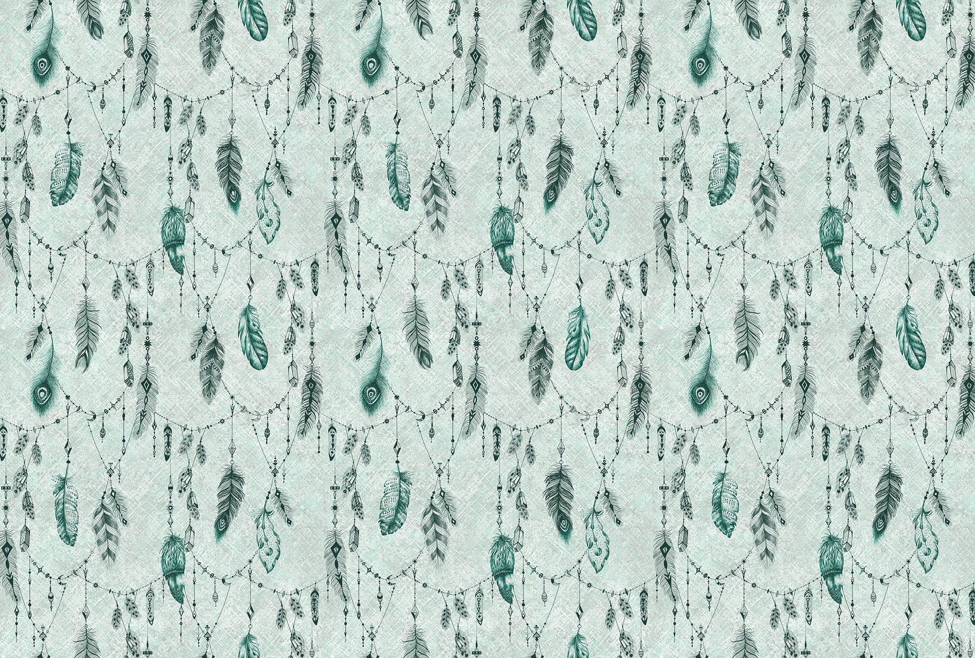 Architects Paper 1100000002199 "Atelier 47 Boho Feather 2" mehrfarbig glatt Vlies, Wand, Schräge, Decke
