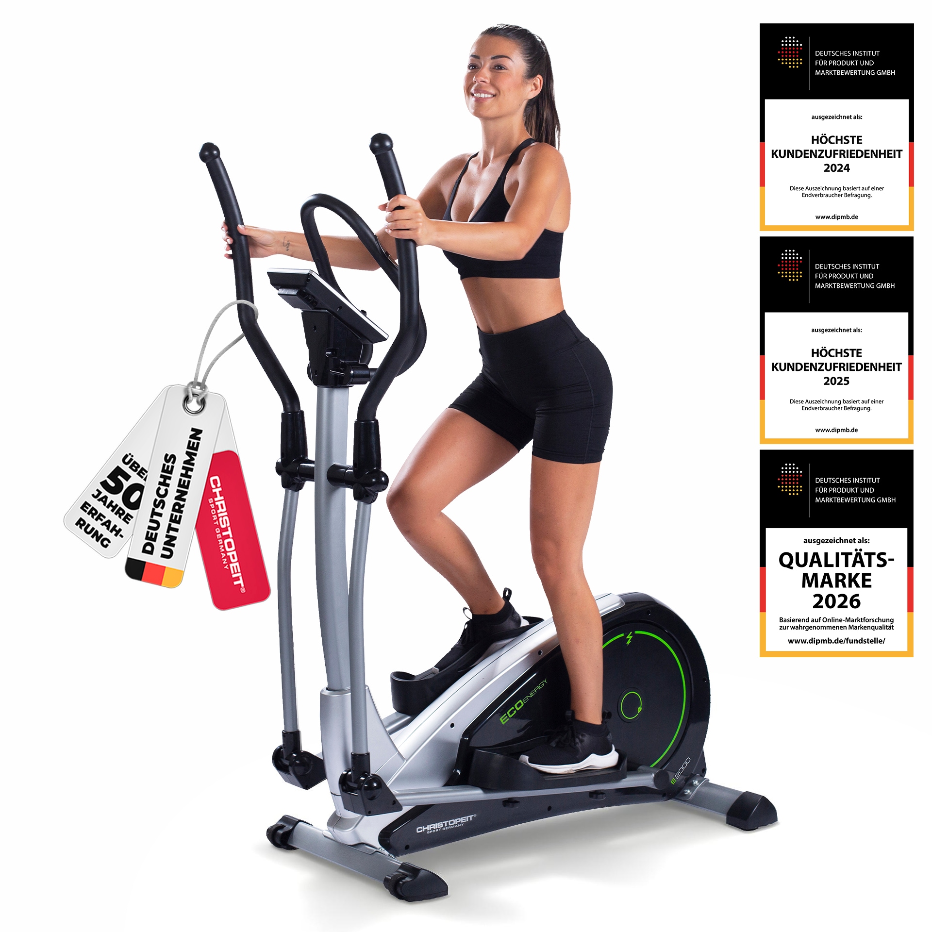 Christopeit Sport® Crosstrainer-Ergometer »Eco 2000"« 150 kg max. Benutzergewicht, 24 Widerstandsstufen