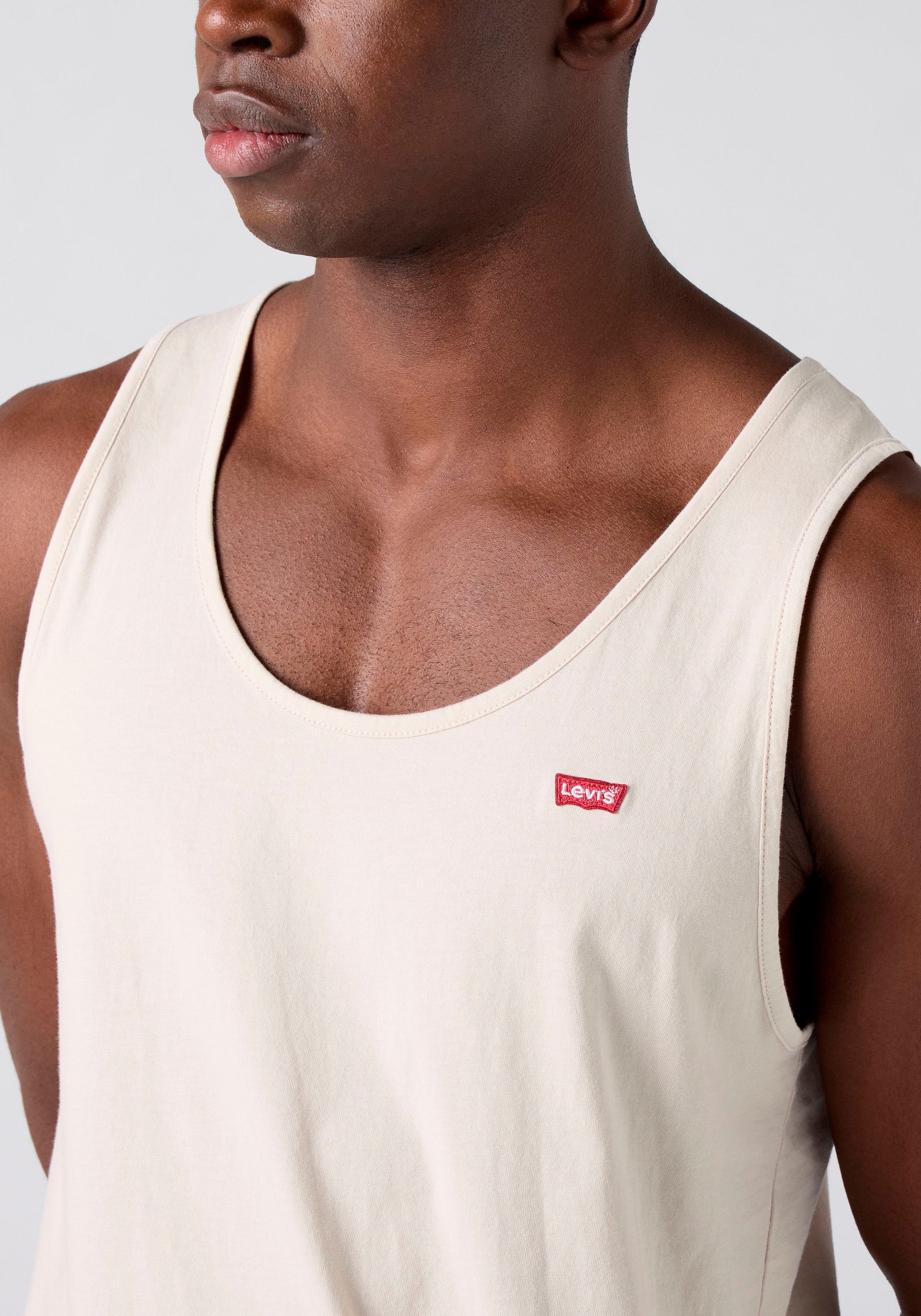 Tanktop LEVI'S "LSE HOUSEMARK TANK", Damen, Gr. XXL, pumice stone, Jersey, Obermaterial: 100% Baumwolle, regular fit normal, Rundhals, Tops Tanktop, mit Logo Stickerei 3