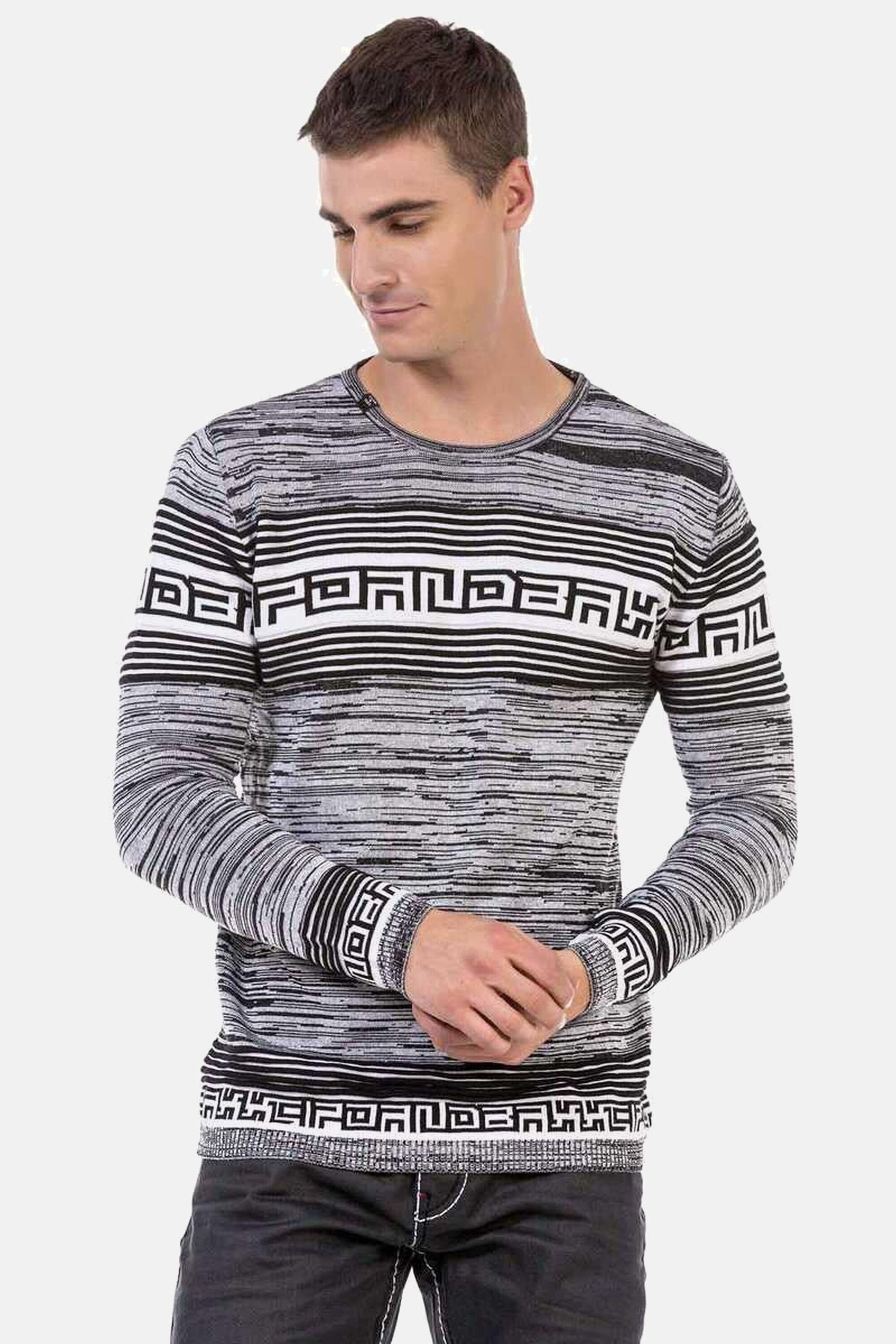 Cipo & Baxx Rundhalspullover »Pullover«, in Melange Strick, CP244