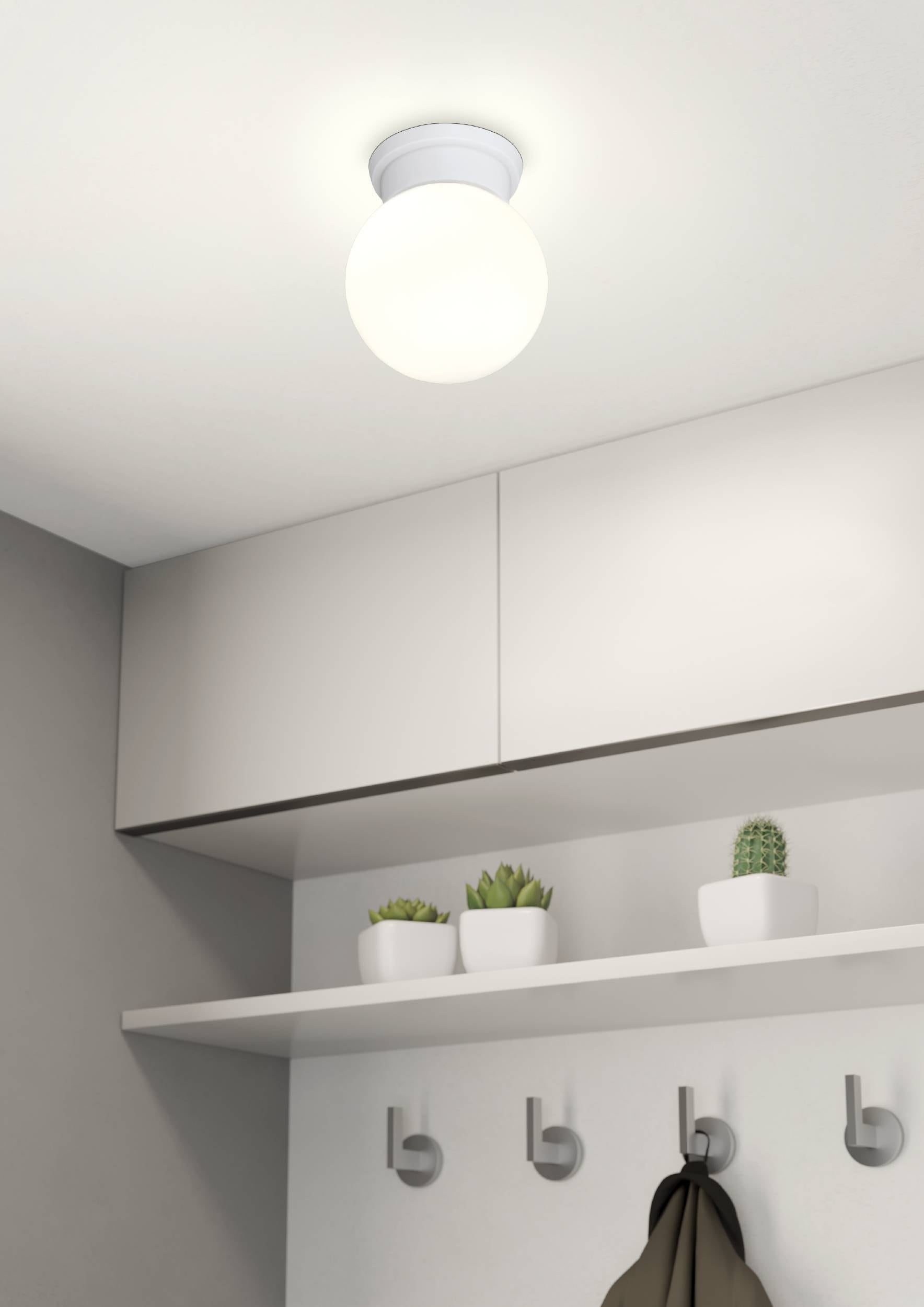 EGLO LED Deckenleuchte »DURELO Flurlampe, Bürolampe, modern, 1-flammig«, 1 flammig, Leuchtmittel E27 | ohne Leuchtmittel, Deckenleuchte modern, aus Kunststoff und Glas, Küchenlampe, Lampe, E27