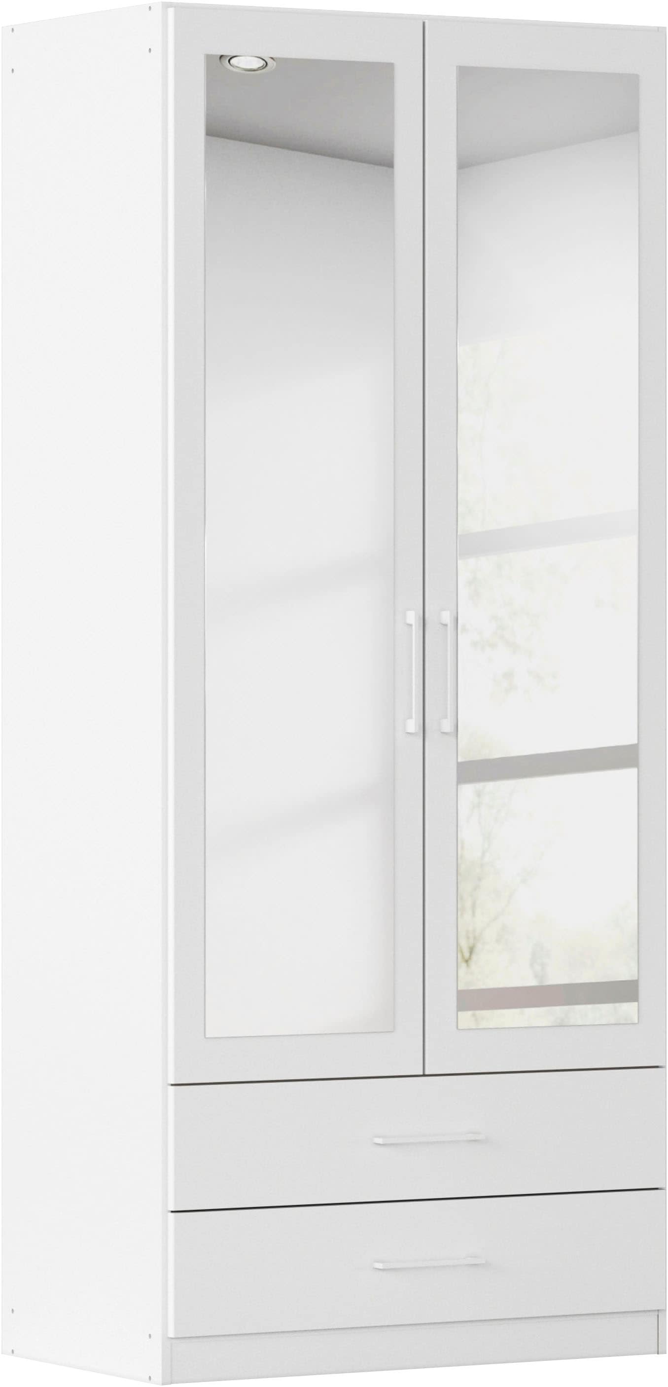 rauch Kleiderschrank "Schrank Garderobe Ankleide GAMMA Breiten 91/136/181/226/271/315/360 cm" in 3 Ausstattungen BASIC/CLASSIC/PREMIUM (inkl. SOFT-CLOSE-Funktion), verschiedene Griff-Varianten, mit Spiegel TOPSELLER MADE IN GERMANY