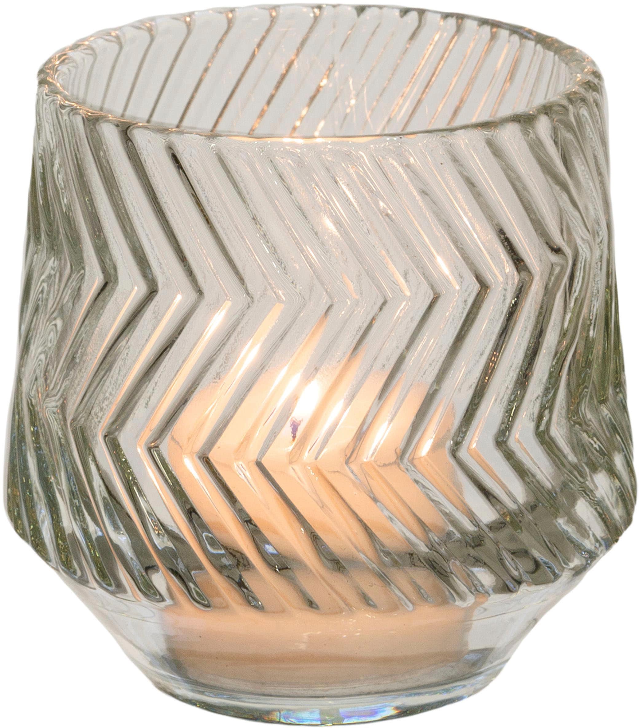 home St.), Oberfläche Teelichthalter 5 kaufen Glas, Windlicht mit | aus Creativ geschliffener »Kerzenhalter Relief«, (Set, BAUR