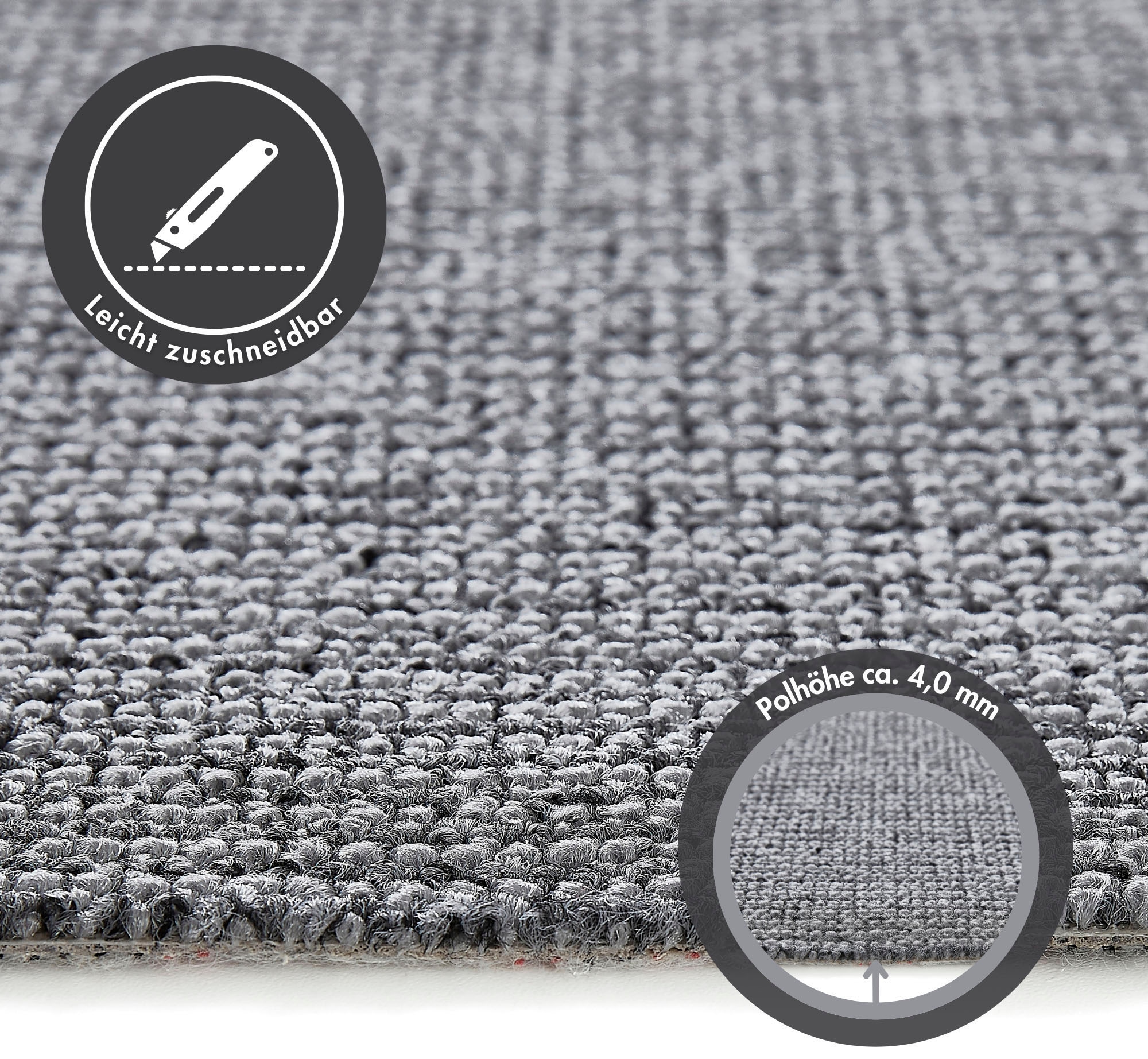 Andiamo Teppichboden »Tulsa, Schlinge, Made in Belgium«, rechteckig, 6 mm Höhe, meliert, Breite 400 cm oder 500 cm, strapazierfähig & pflegeleicht