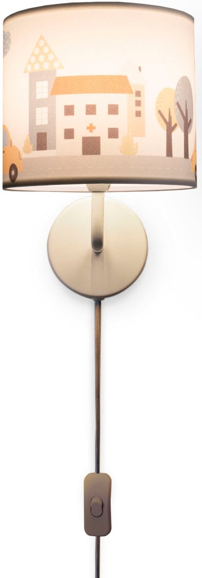 PACO HOME Wandleuchte "Luca Capri", H: 26,5cm, weiß, Kinderzimmer, Leuchten, Kinderzimmer Wandleuchte Kinderlampe Innen Mit Auto Straße Feuerwehr