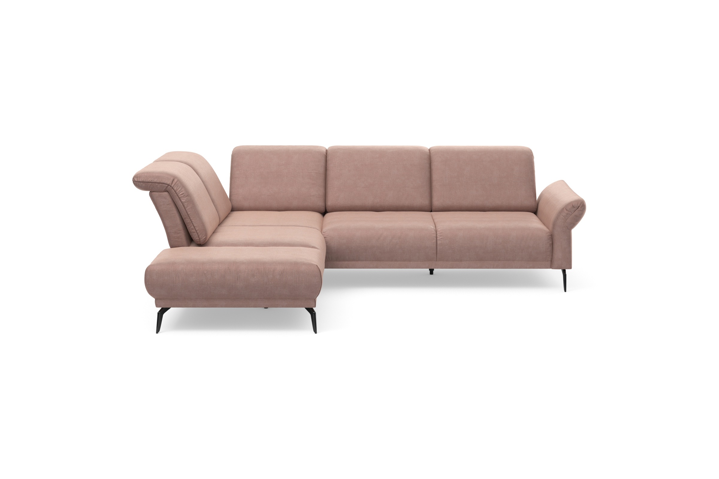 INOSIGN Ecksofa »Coco L-Form«, Sitztiefen-, Arm- und Kopfteilverstellung, Cord-Bezug, Fußhöhe 15 cm