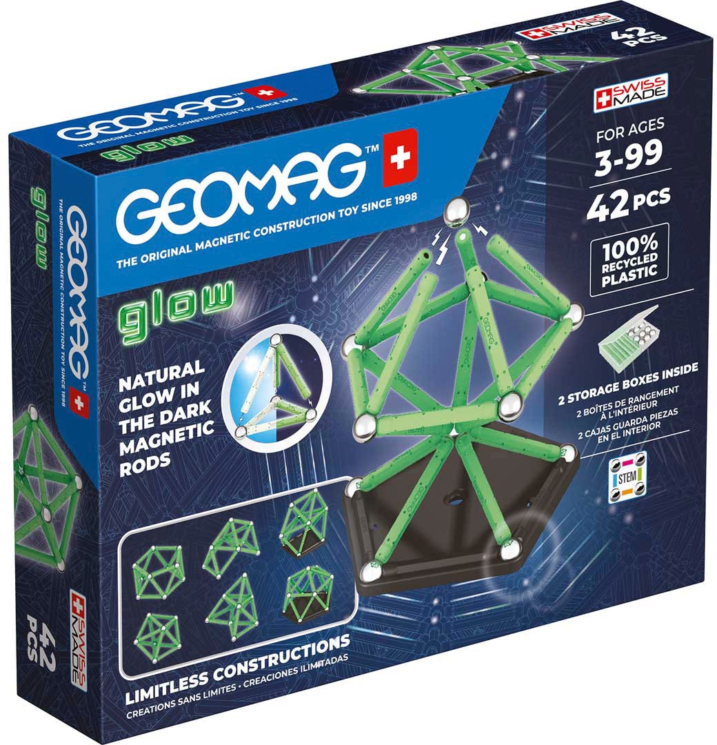 Magnetspielbausteine »GEOMAG™ Glow, Recycled«, (42 St.), aus recyceltem Material