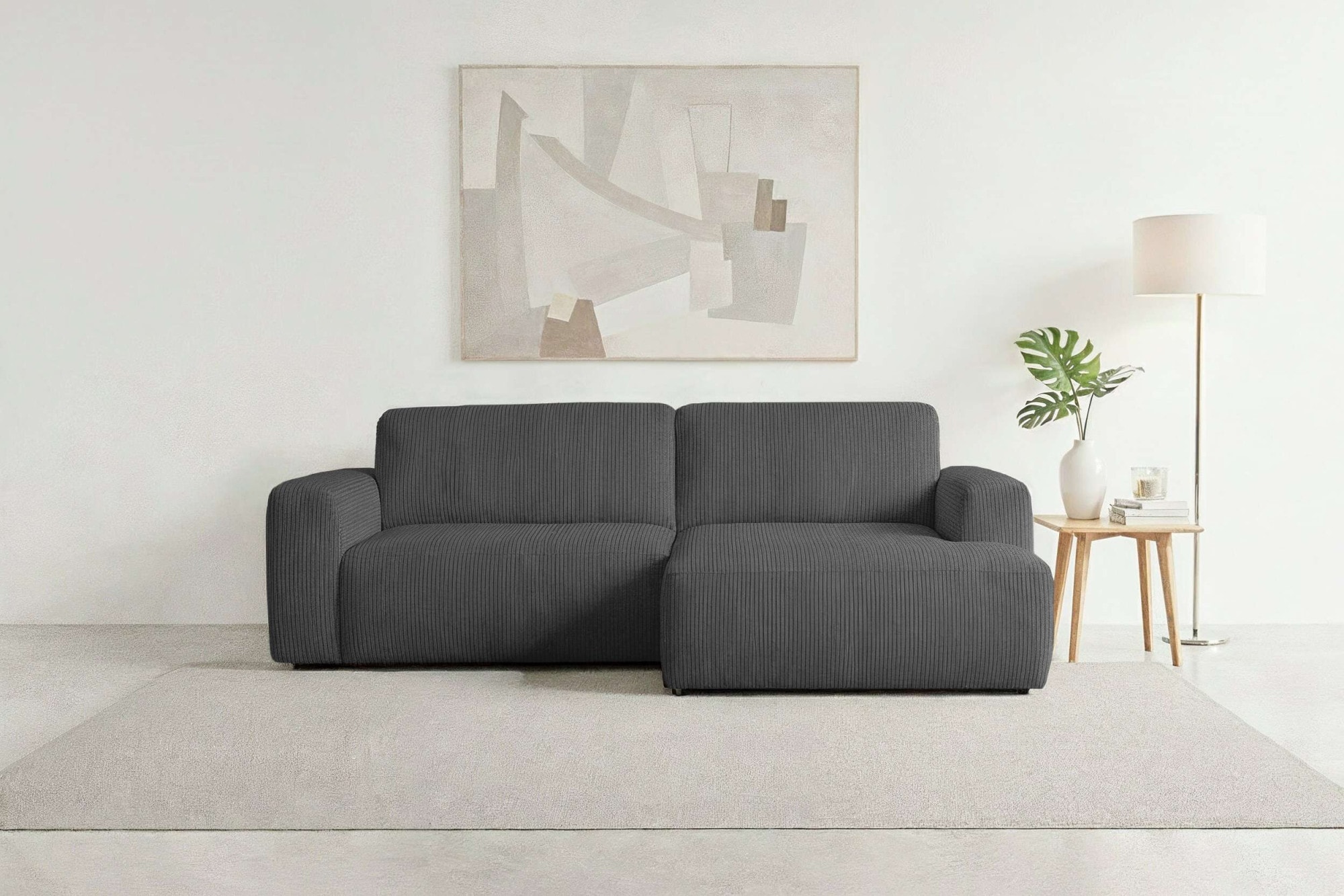 Home affaire Schlafsofa "Noord Schlafecksofa, Breite 250 cm" Cord, Struktur günstig online kaufen