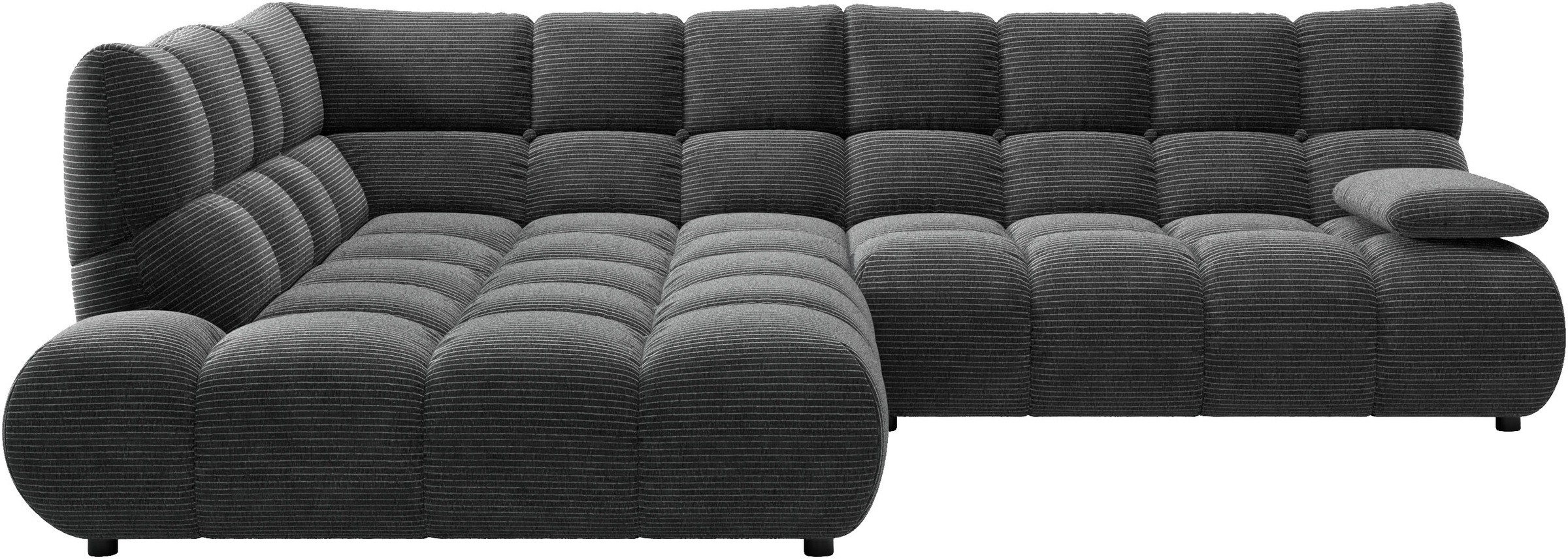 Home affaire Ecksofa "Cozy Bubble, mit klappbarer Armlehne, Breite 289 cm" mit eleganter Steppung, Rundumbezug & weicher Polsterung