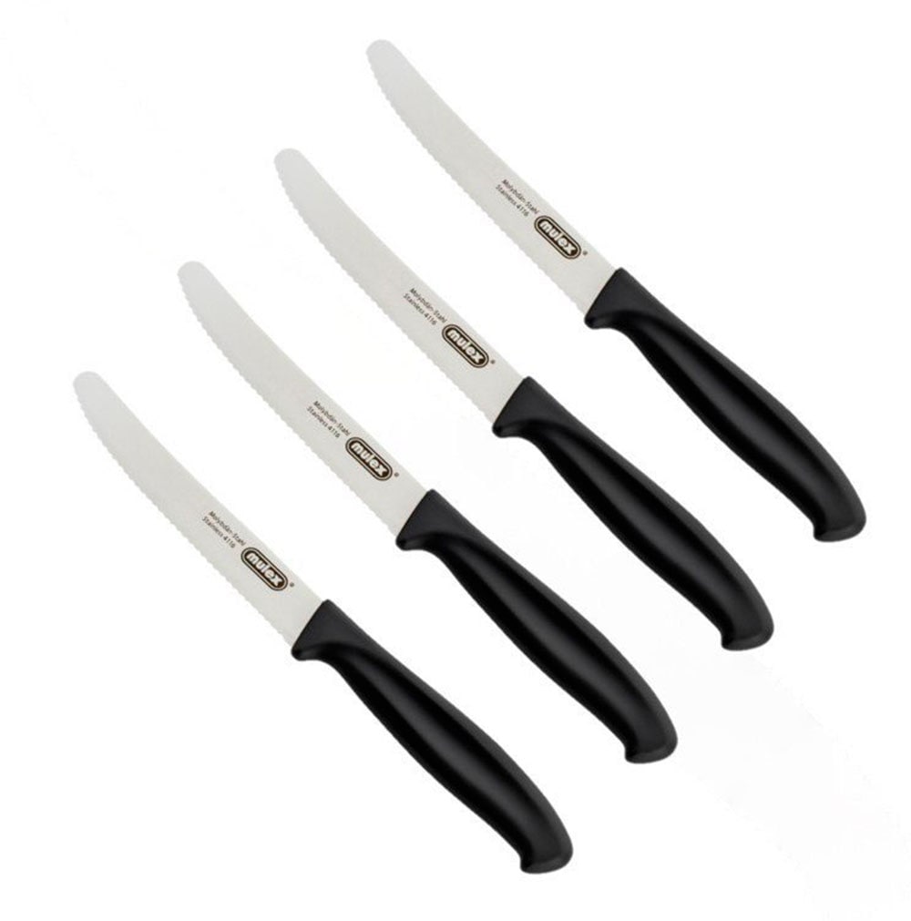 MULEX Messer-Set, schwarz, Kochmesser-Sets, extra scharferWellenschliff und ergonomischer Griff