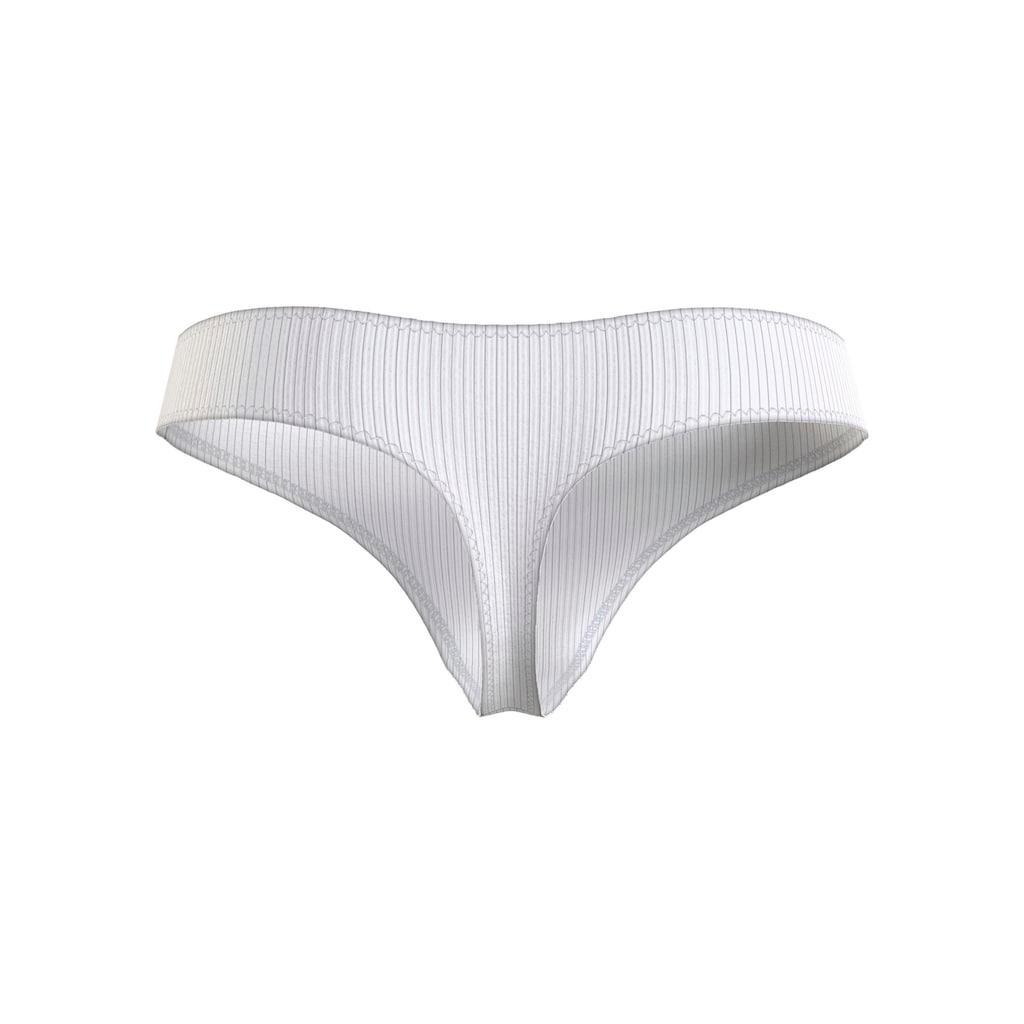 Tommy Hilfiger Underwear String »3P THONG (EXT. SIZE)«, (Packung, 3 St., 3er), in Rippoptik mit Tommy Hilfiger Logo-Badge