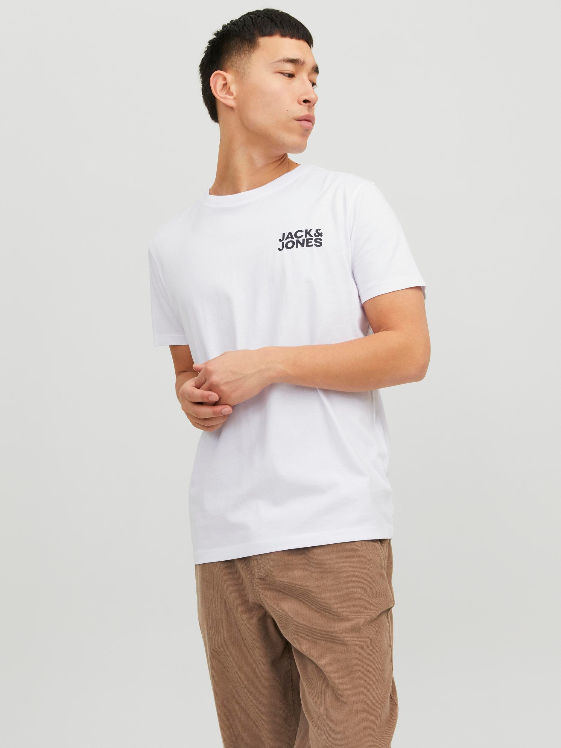 Jack & Jones T-Shirt "JJECORP Herren-Tee mit figurbetonter Silhouette" bedruckt, modisch, schmal, Baumwolle, Rundhals