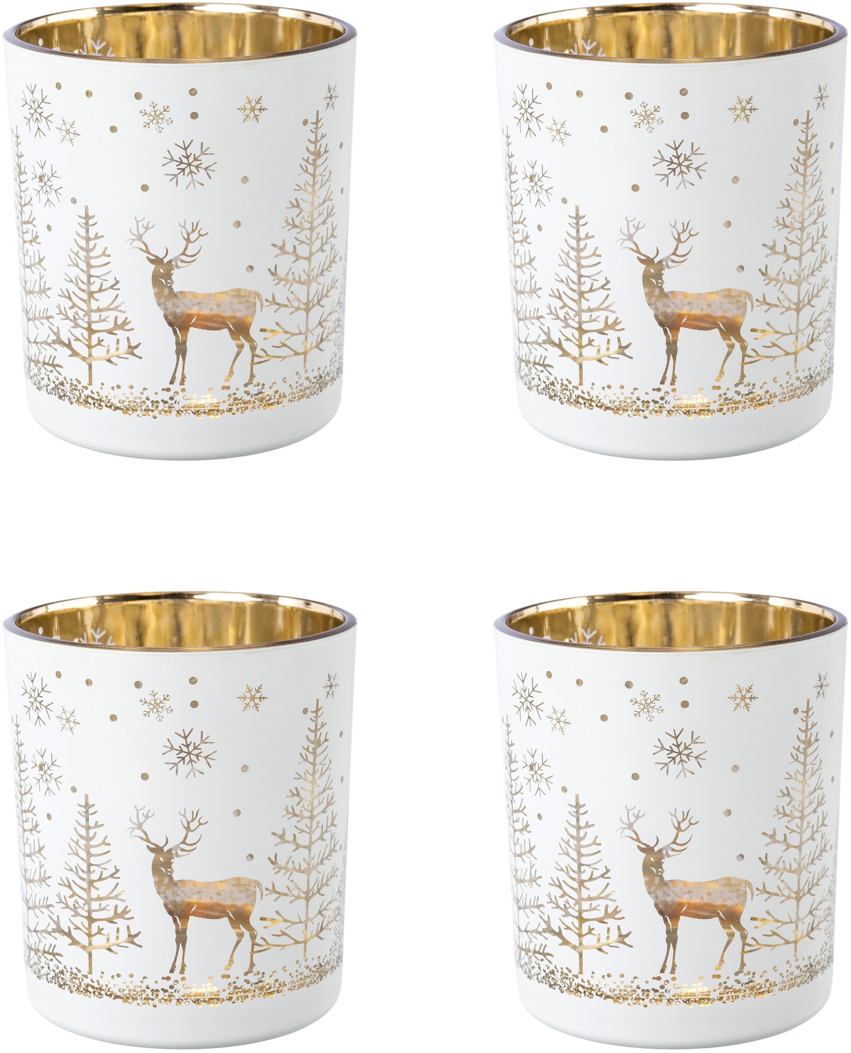 Creativ deco Teelichthalter »Weihnachtsdeko«, (4 St.), mit goldfarbener Innenseite