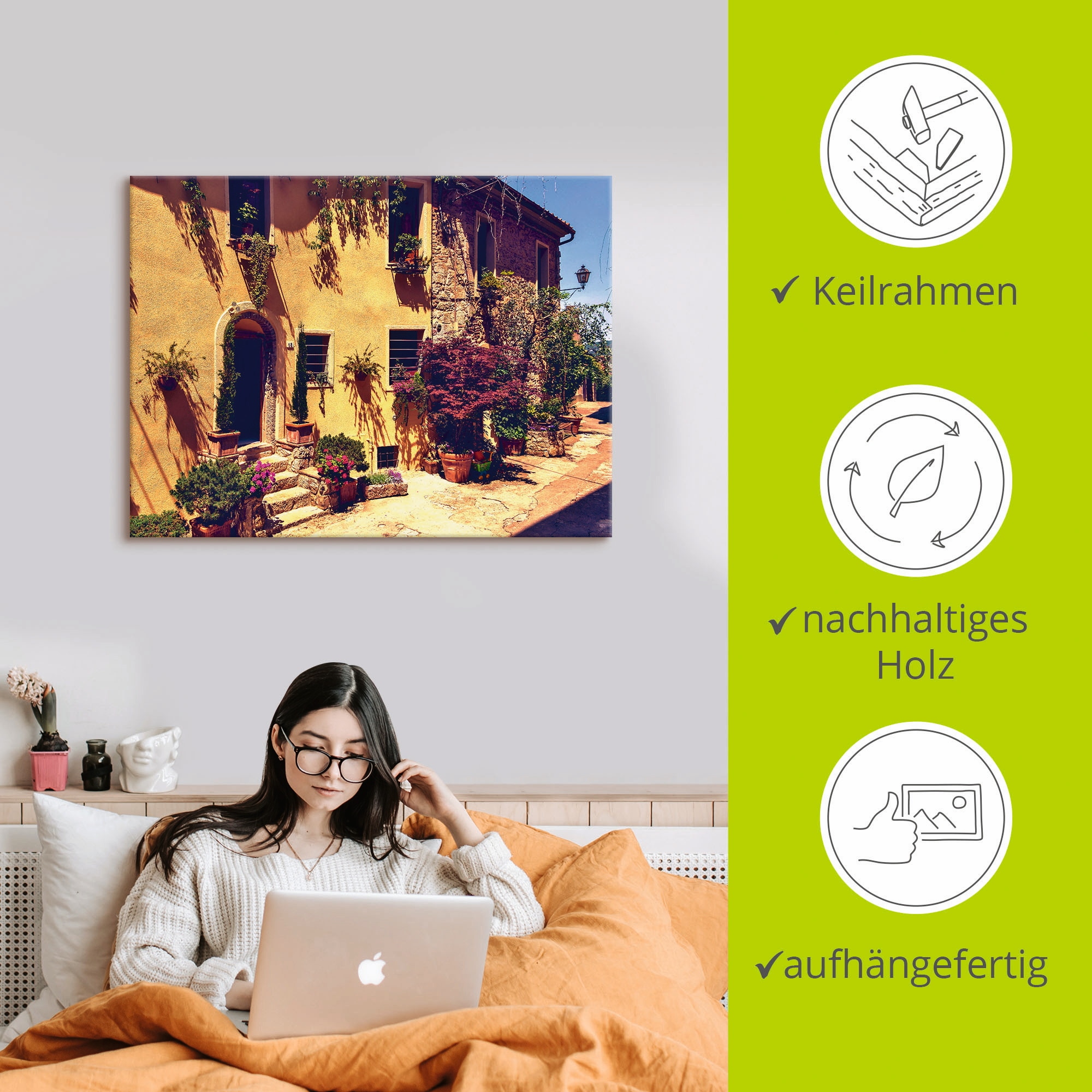 Artland Leinwandbild »Siena Toskana« Europa 1 Stk. tlg. auf Holzrahmen gespannt