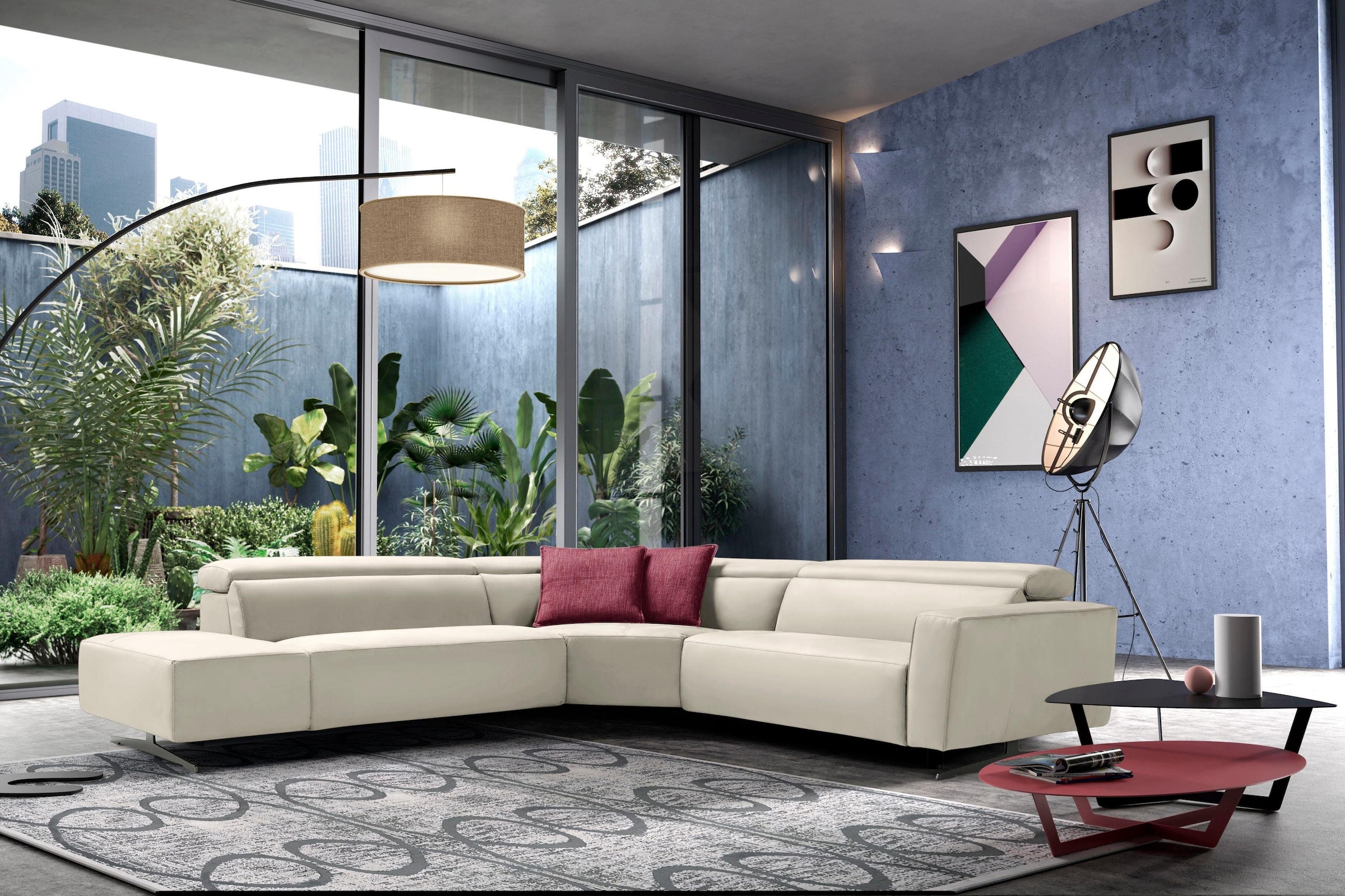 Egoitaliano Ecksofa, mit Relaxfunktion und verstellbaren Kopfteilelementen günstig online kaufen