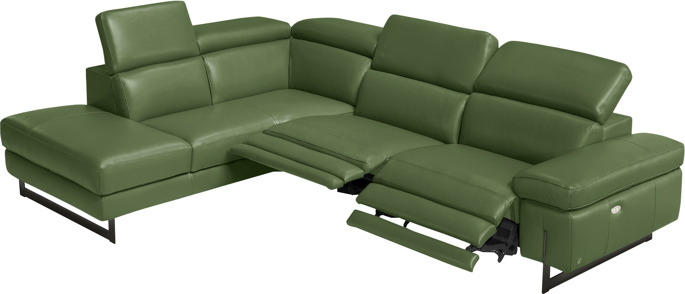 Egoitaliano Ecksofa "Candice, elegant, edel und bequem, erstklassiger Sitzkomfort, L-Form" inkl. 2 elektrischer Relaxfunktionen, Bedienung über Taste an Armlehne