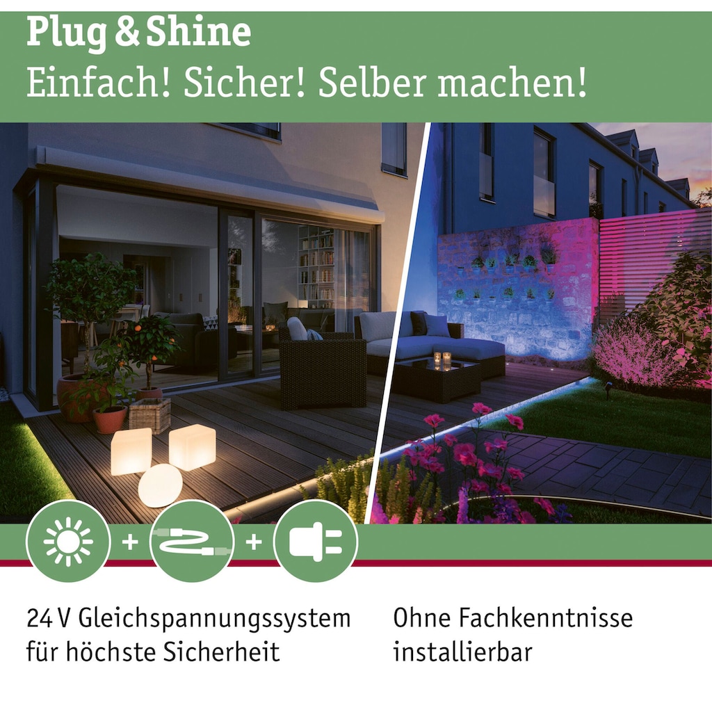 Paulmann LED Gartenstrahler »Plug & Shine«, 3 flammig-flammig, LED-Modul, 3000K 6W 24V IP65