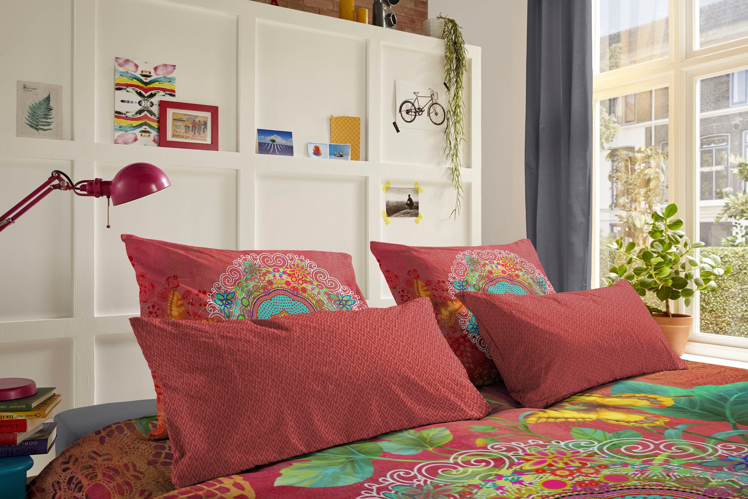 hip Wendebettwäsche »Novali«, Mako-Satin, 135x200, Reißverschluss, Wende, Mandala Blumen, Terrakotta