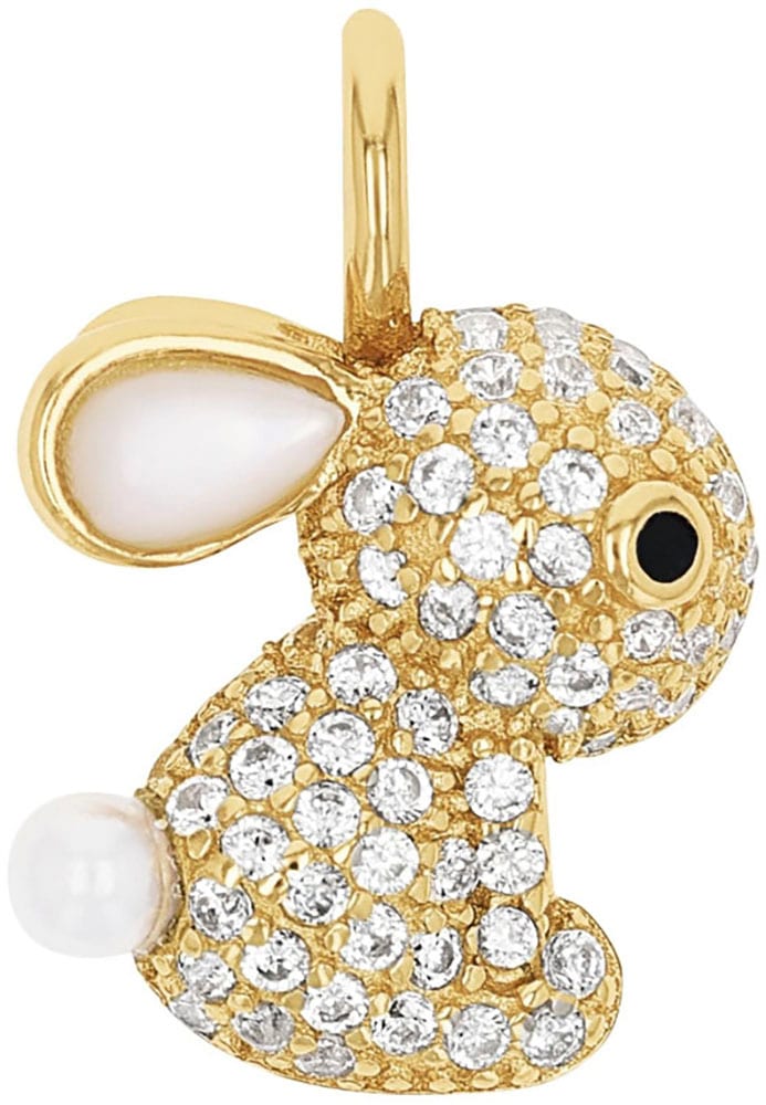 Amor Rabbit Pendant Yellow Gold-Plated Silver Black White
