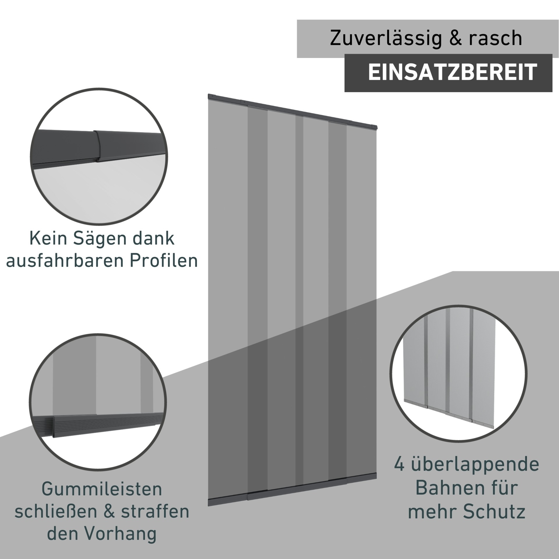 Windhager Insektenschutz-Vorhang »aus Fiberglasgewebe, Lamellenvorhang, individuell kürzbar, ohne bohren« Fliegengitter-Vorhang Magnet, Gewebe 120 x 250 cm, anthrazit