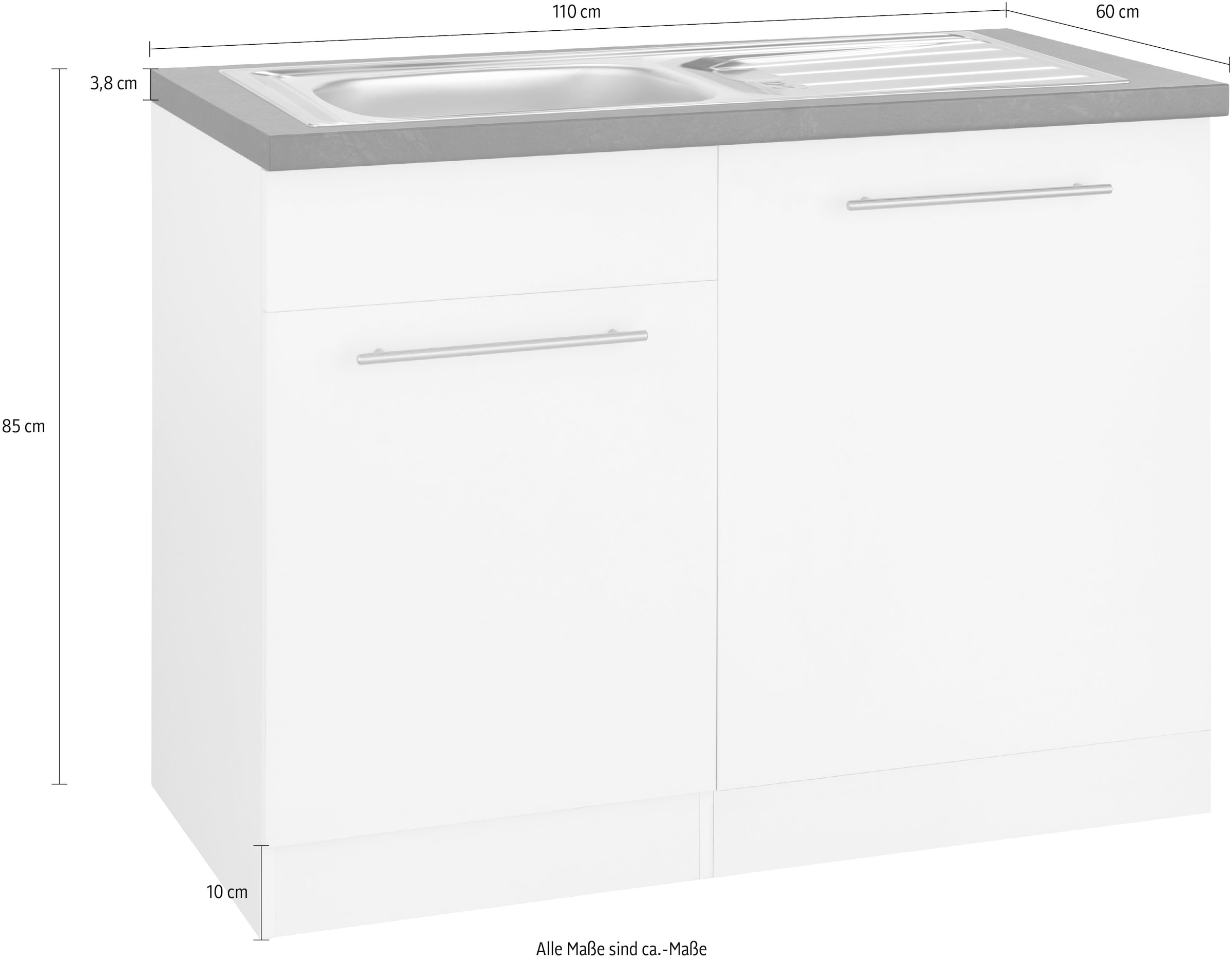 wiho Küchen Spülenschrank »Unna«, 110 cm breit, inkl. Tür/Sockel/Griff für Geschirrspüler
