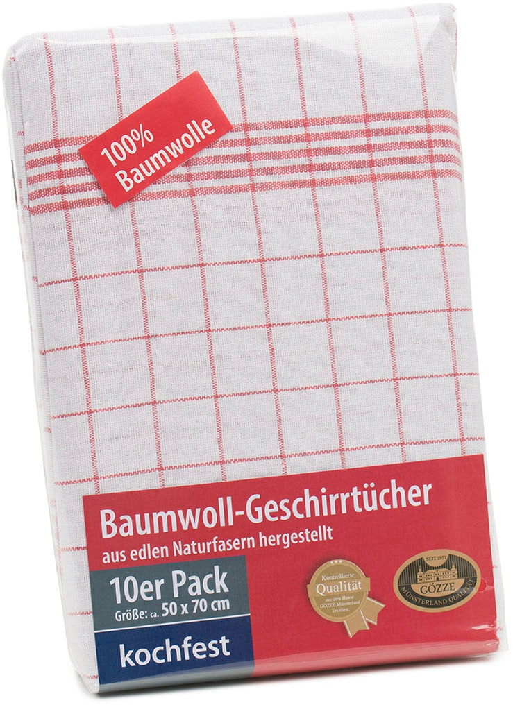 Gözze Geschirrtuch »Geschirrtücher, Des. 60041 Karo«, (Set, 10 tlg.), aus 100% Baumwolle