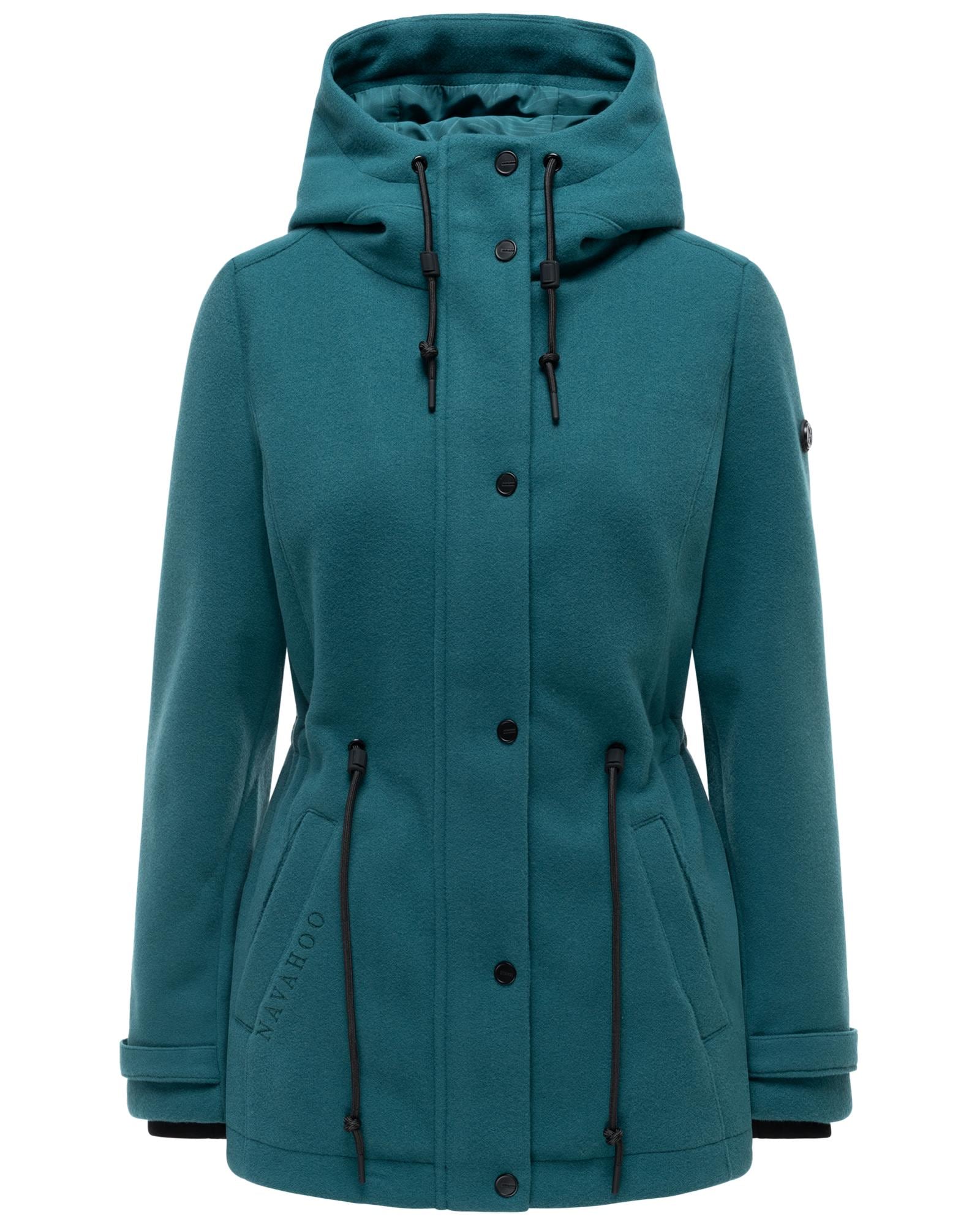 Navahoo Kurzmantel "Lächelstern 14" Lange Damen Übergangsjacke in Wollmantel-Optik mit Kapuze