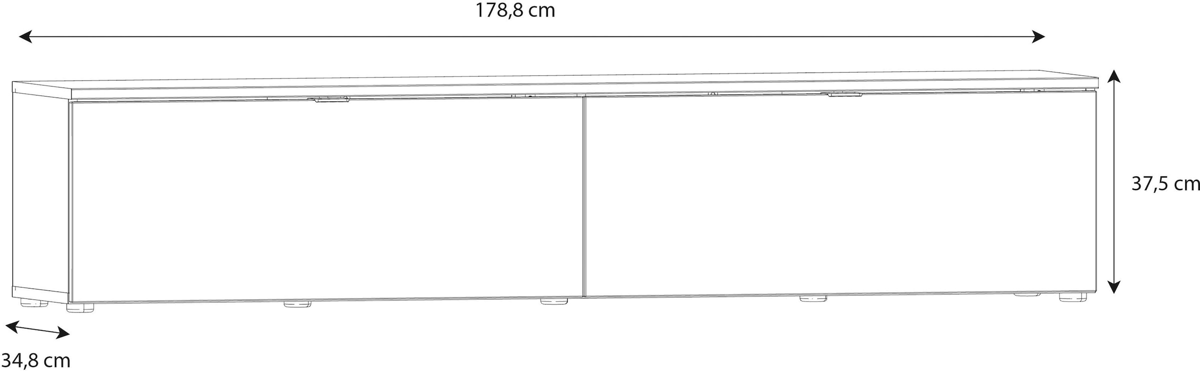 FORTE Lowboard »LibertadTV-Board, TV-Schrank«, großes TV Board, erweiterbar, Wandmontage, Metallgriff
