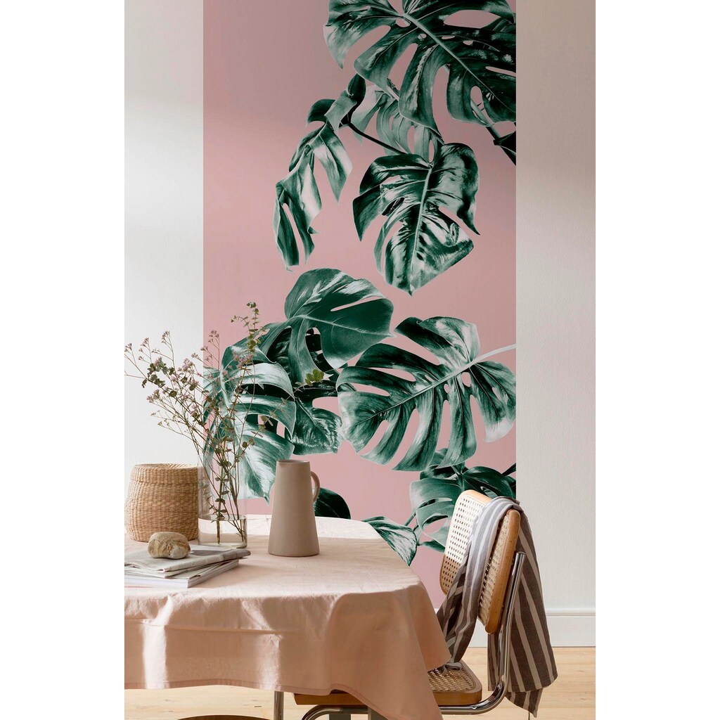 Komar Vliestapete »Monstera Rosé Panel«, 100x250 cm (Breite x Höhe), Vliestapete, 100 cm Bahnbreite