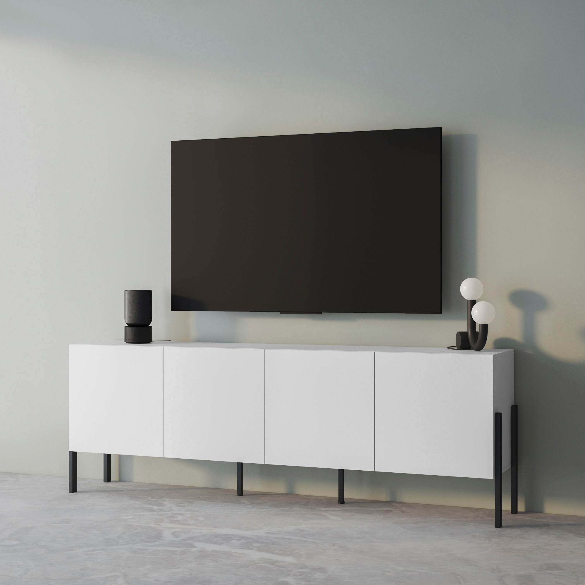 OTTO home Kommode "Jukon,Breite 200 cm, moderne grifflose Kommode,4 Türen" Sideboard, Anrichte viel Stauraum, push-to-open-Funktion