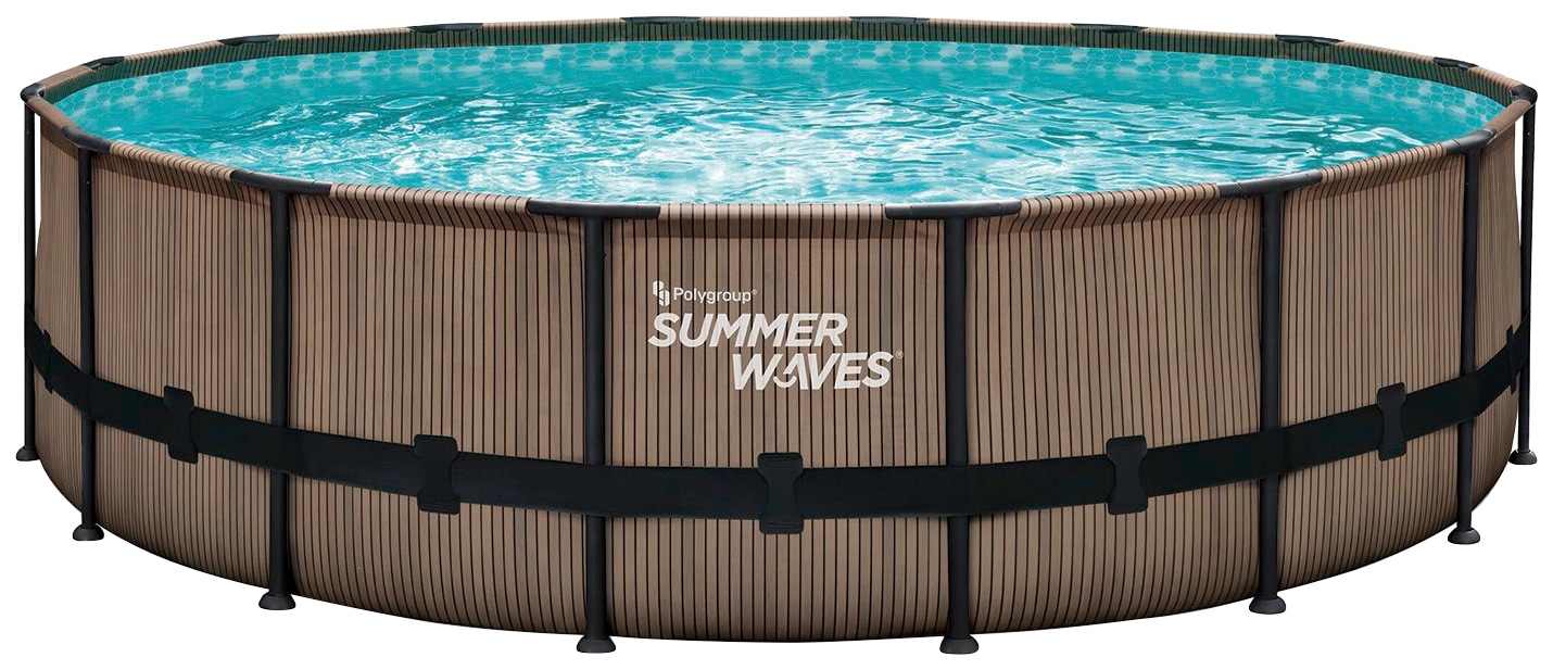 SummerWaves Framepool "Elite", (Set, 7 tlg.), ØxH: 488x122 cm, Teak-Optik günstig online kaufen