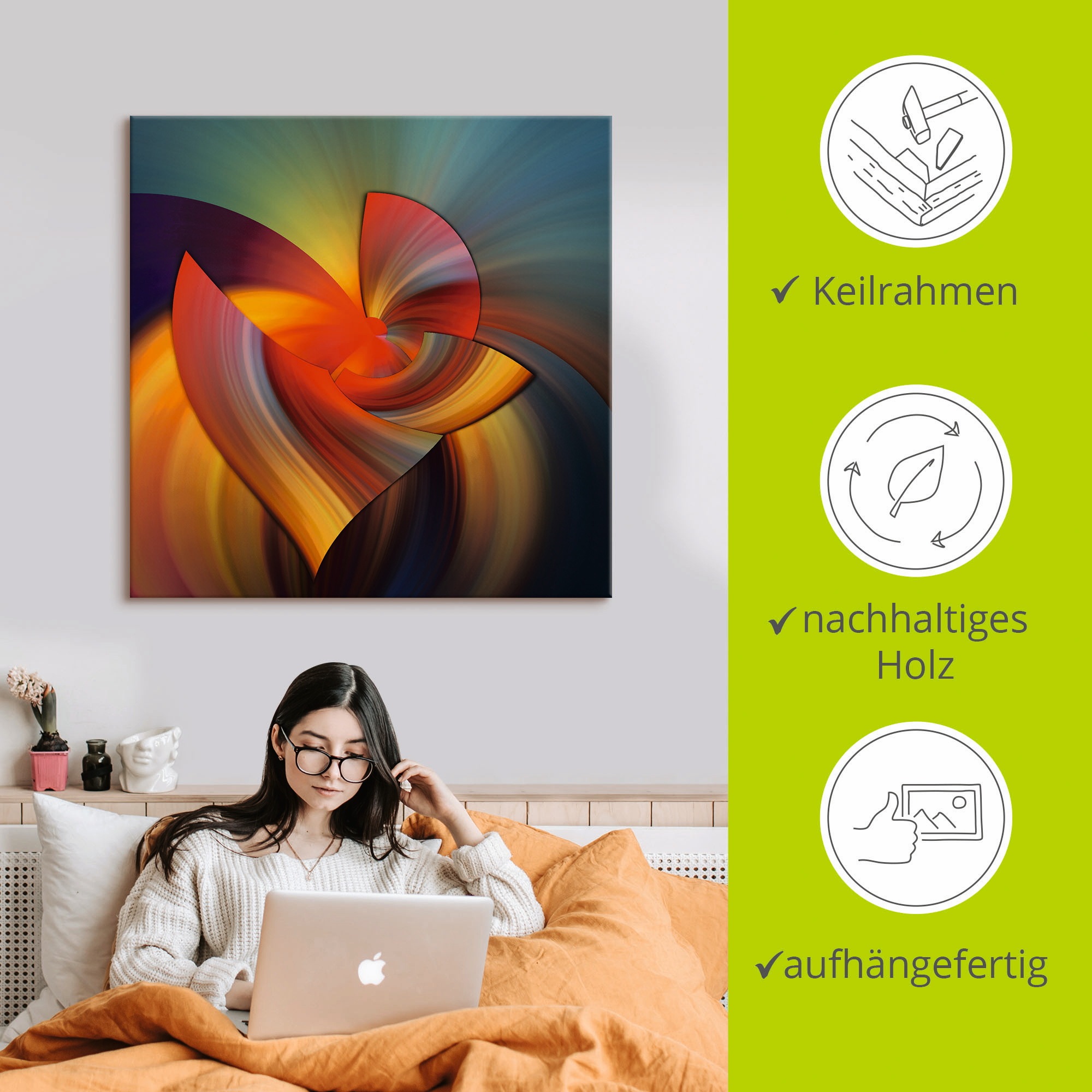Artland Wandbild »Abstraktes in bunt«, Muster, (1 St.), als Leinwandbild, Poster, Wandaufkleber in verschied. Größen