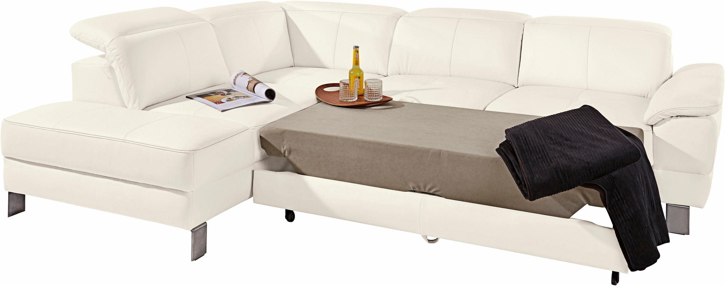 exxpo - sofa fashion Ecksofa »Mantua, L-Form«, mit Kopf- bzw. Rückenverstellung, Bettfunktion u. Bettkasten