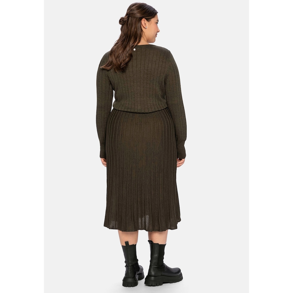 Damenmode Kleider Sheego Strickkleid »Strickkleid«, in Rippstruktur, in Midilänge olivgrün Damenmode Kleider Sheego Strickkleid »Strickkleid«, in Rippstruktur, in Midilänge olivgrün