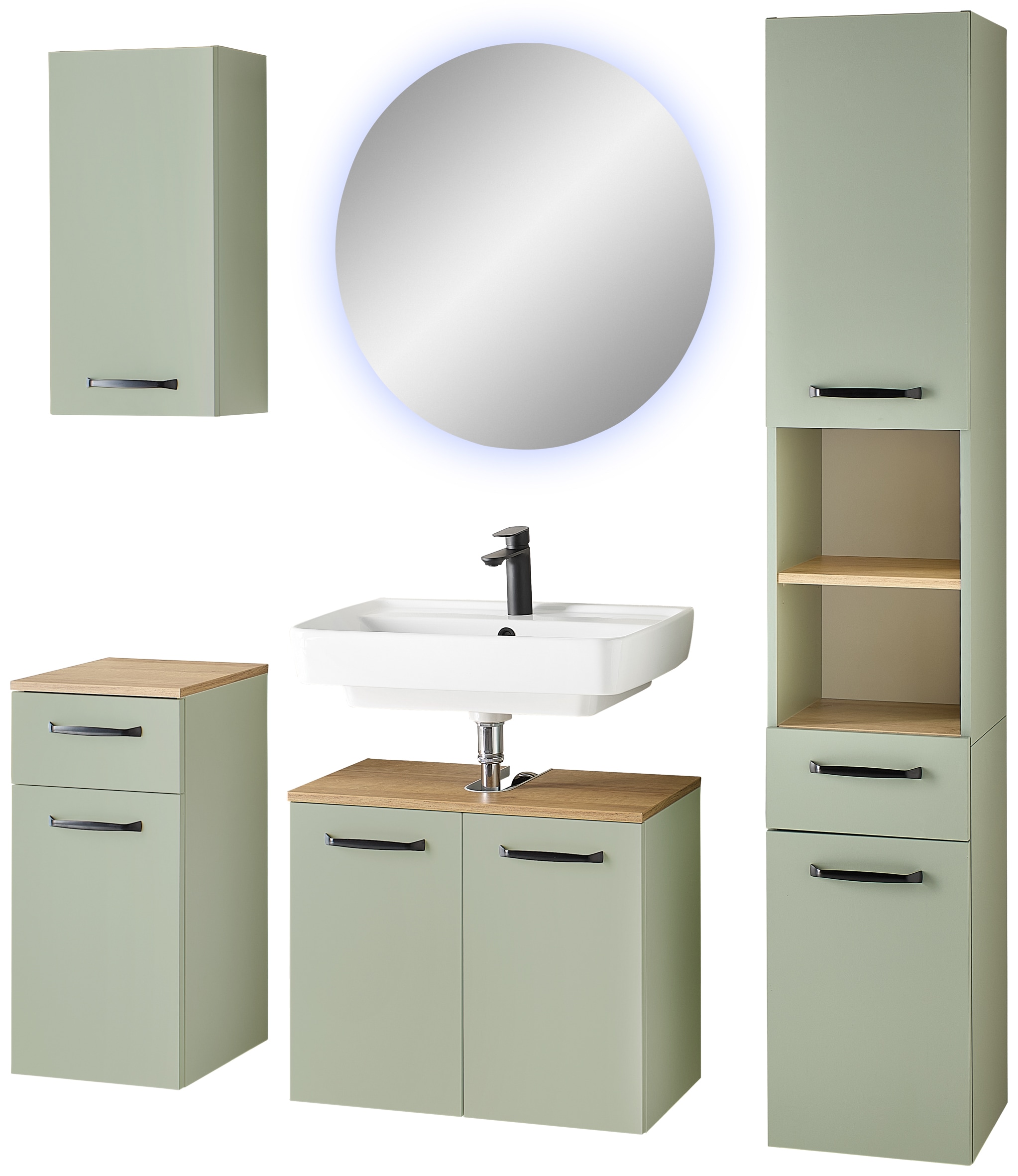 Saphir Badmöbel-Set "Quickset 500, Waschbeckenunterschrank mit Spiegel" 5 Stk. tlg.