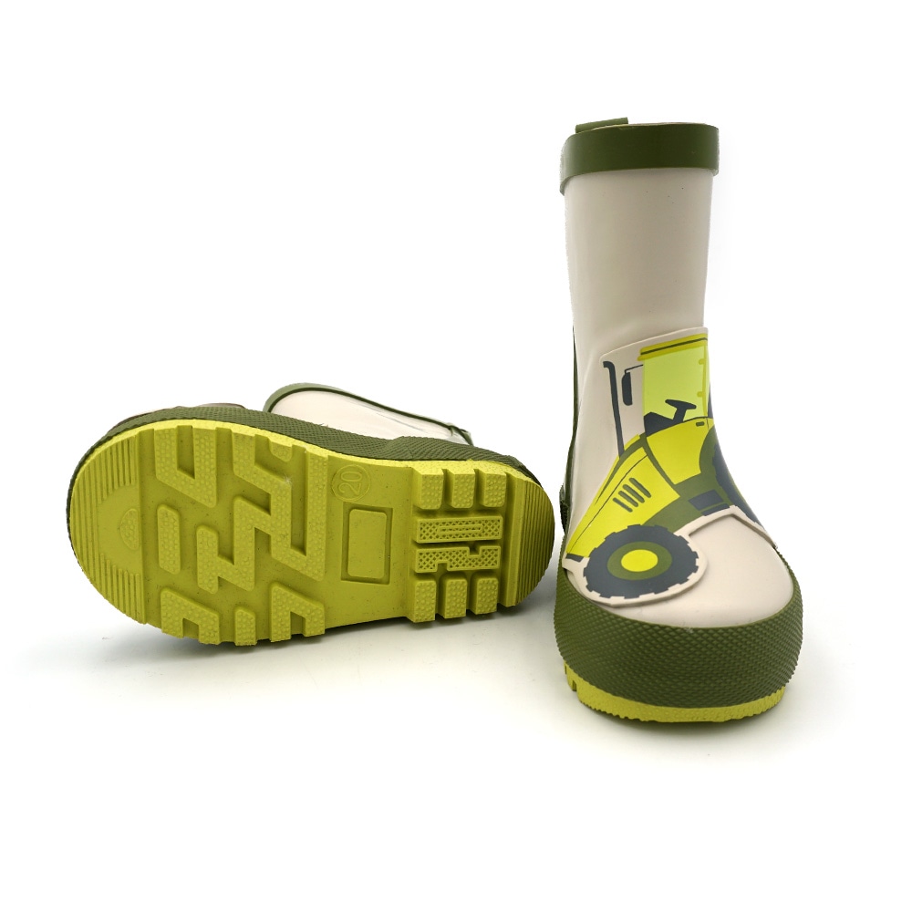 Gummistiefel MAXIMO, Mädchen, Gr. 25, schwarz olive, muschel, Obermaterial: 100% Gummi, Schuhe Gummistiefel, gefüttert, Profilsohle, reflektierende Details, wasserdicht, mit Patch
