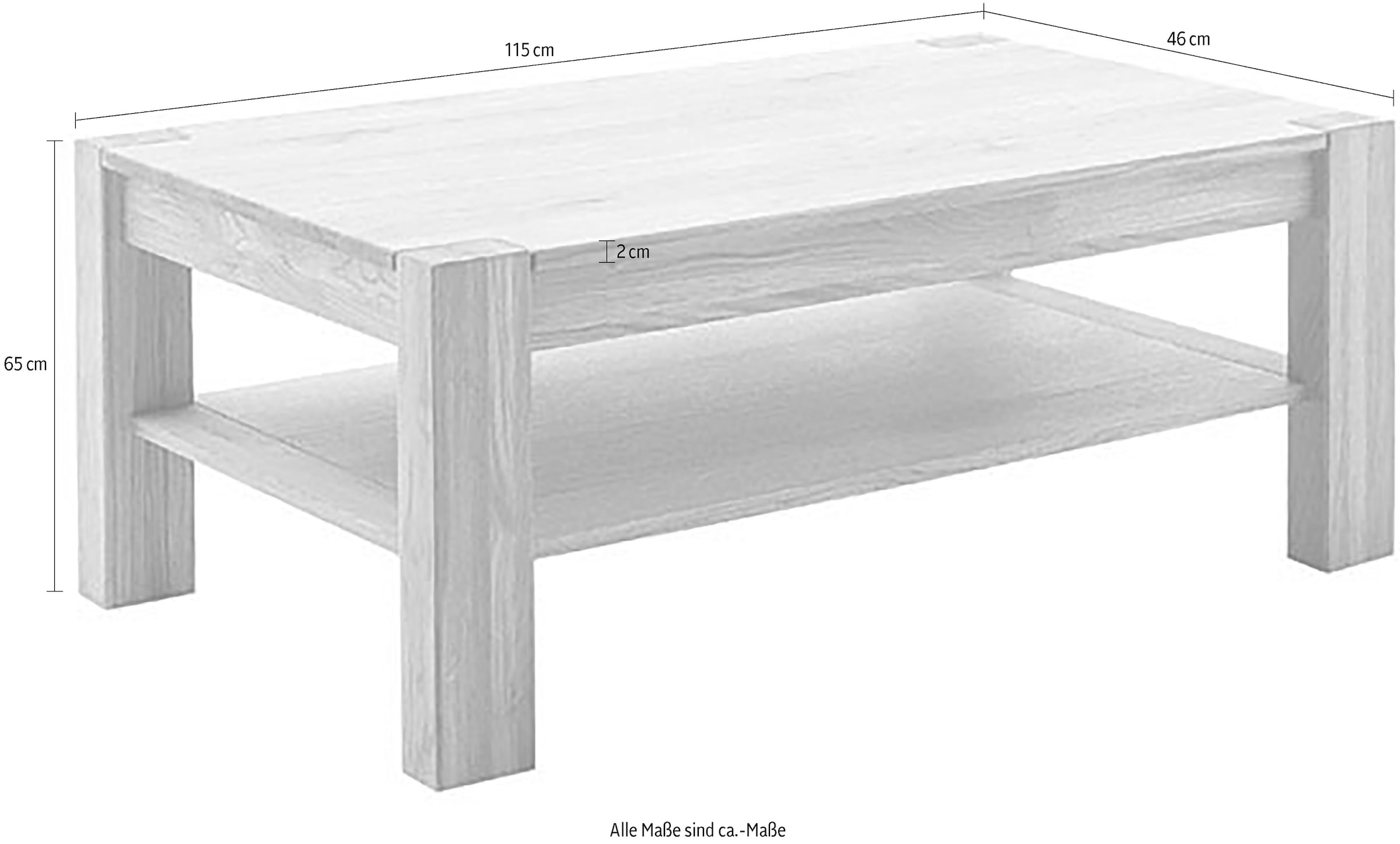 MCA living Couchtisch »SILIAS Couchtisch«, (1 St.), durchgehende Lamelle