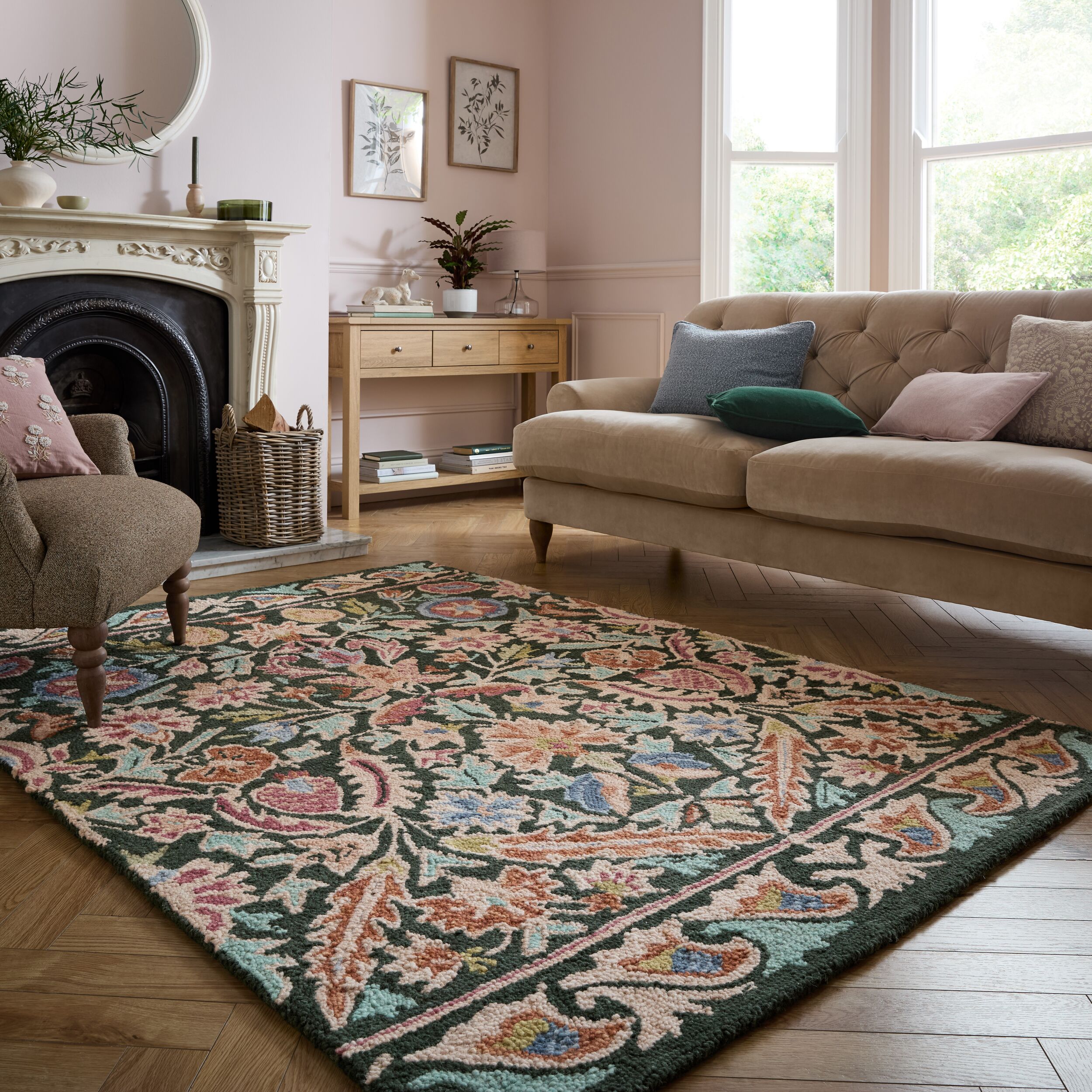 FLAIR RUGS Wollteppich "ANGELINA" rechteckig 8 mm Höhe Florales Muster, 100% Wolle