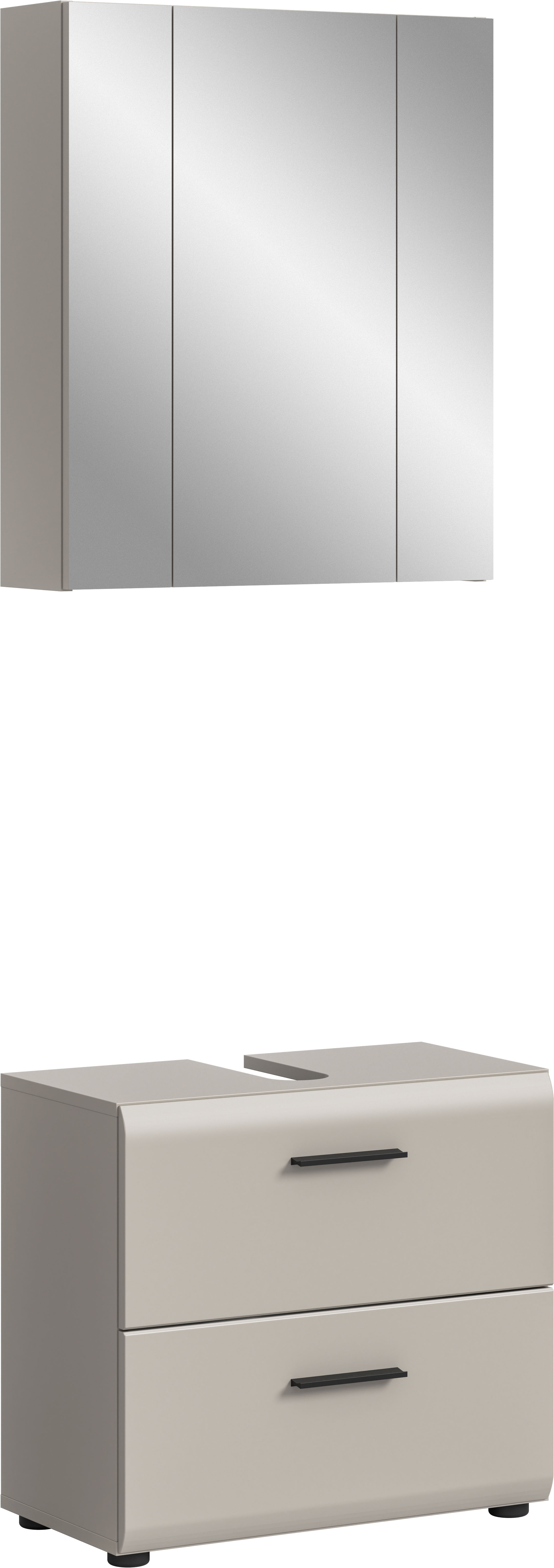 welltime Badmöbel-Set "FLORENZ, 2-teilige Badkombination, hochwertige MDF-Front" Set, bestehend aus: 1 Waschbeckenunterschrank, 1 Spiegelschrank, 2 Stk. tlg.