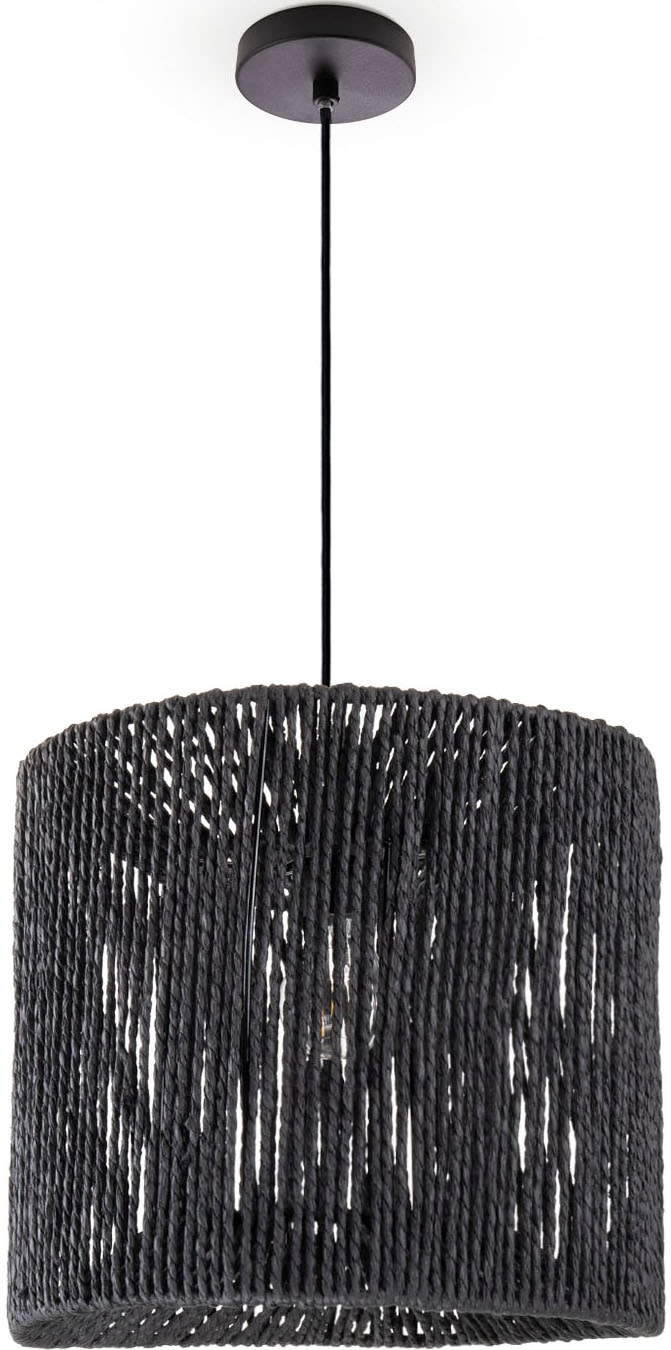 Paco Home Pendelleuchte »Hugo Ramira«, Wohnzimmer Esszimmer Rattan Optik Boho Schirm Papier E27 Modern