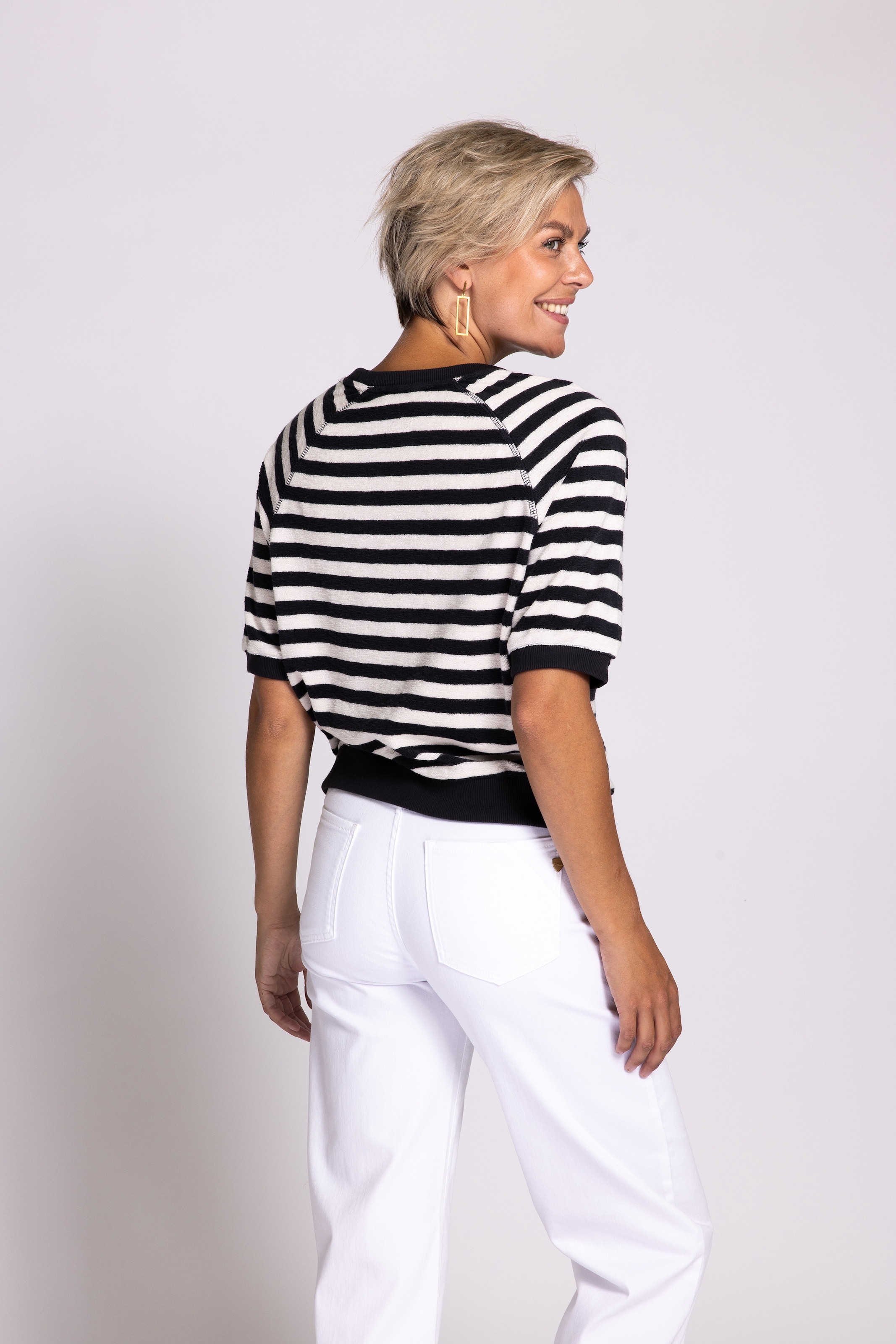Zhrill Kurzarmshirt »INGE«, Frottee-Optik mit Streifen