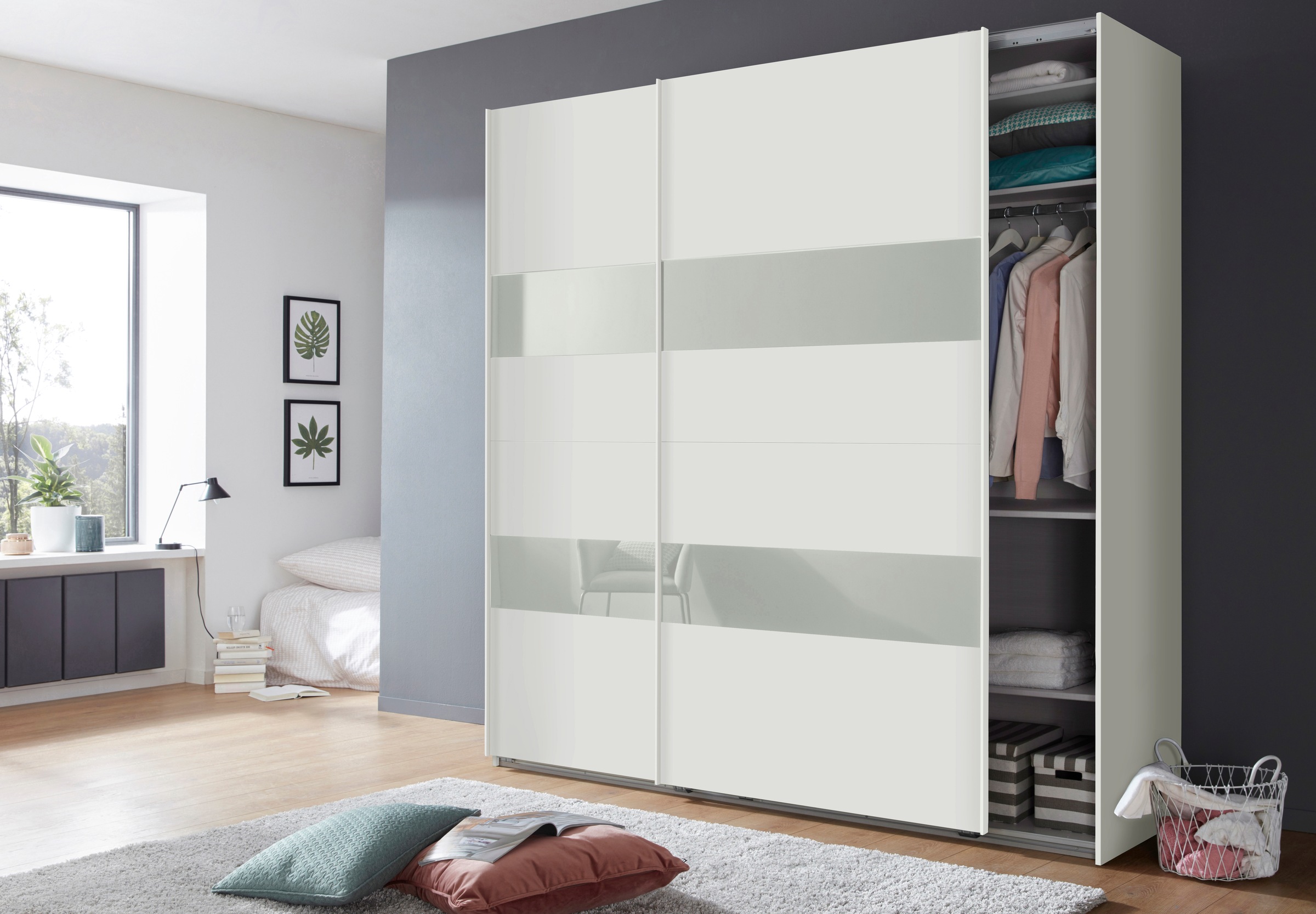 Wimex Schwebetürenschrank »Altona«, mit Glaselementen und zusätzlichen Einlegeböden