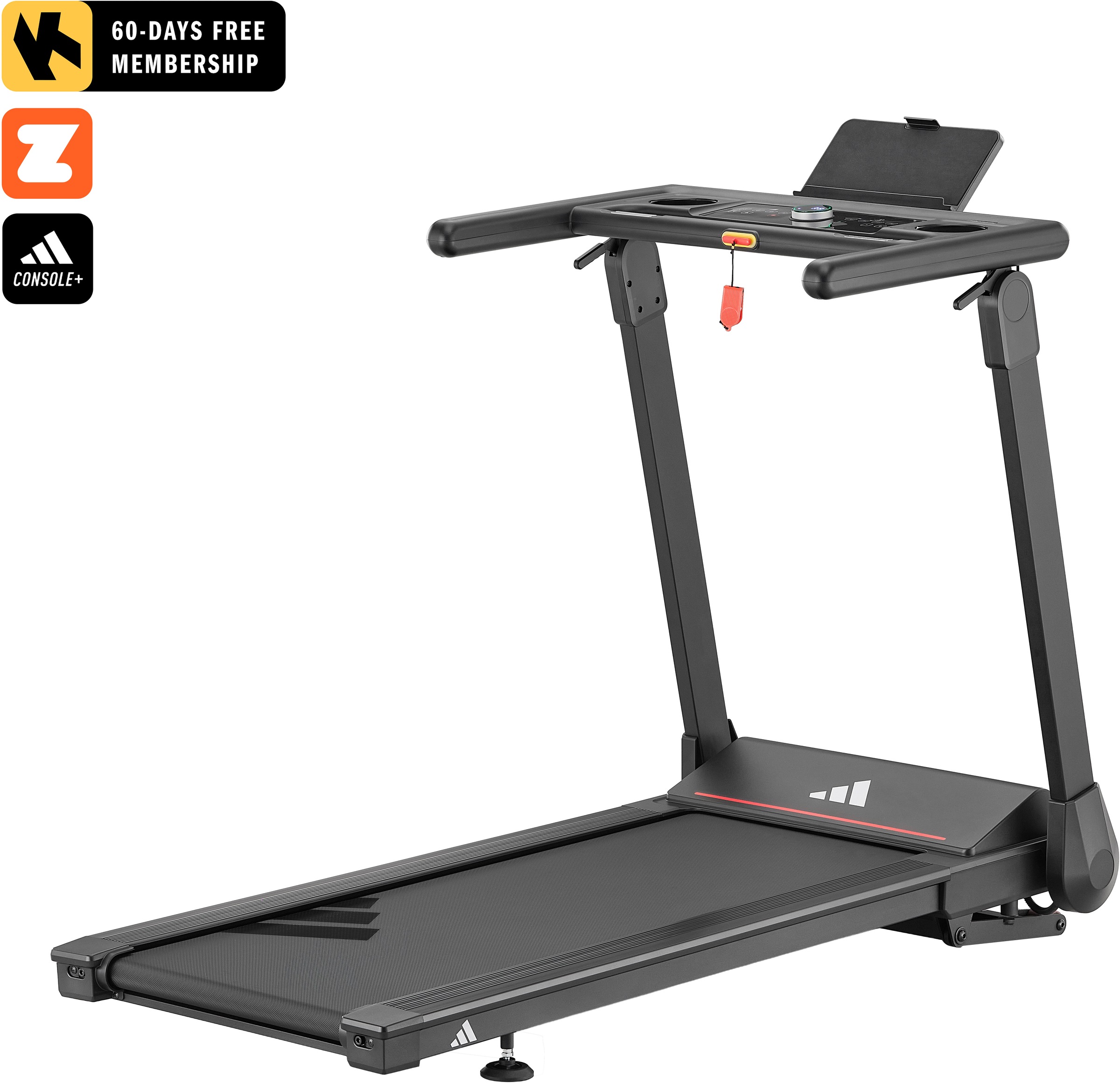 Laufband "T-1 Bluetooth", ohne Unterlegmatte, schwarz, ADIDAS PERFORMANCE, Laufbänder, bis max. 15 km/h, klappbar, 110 kg max. Benutzergewicht