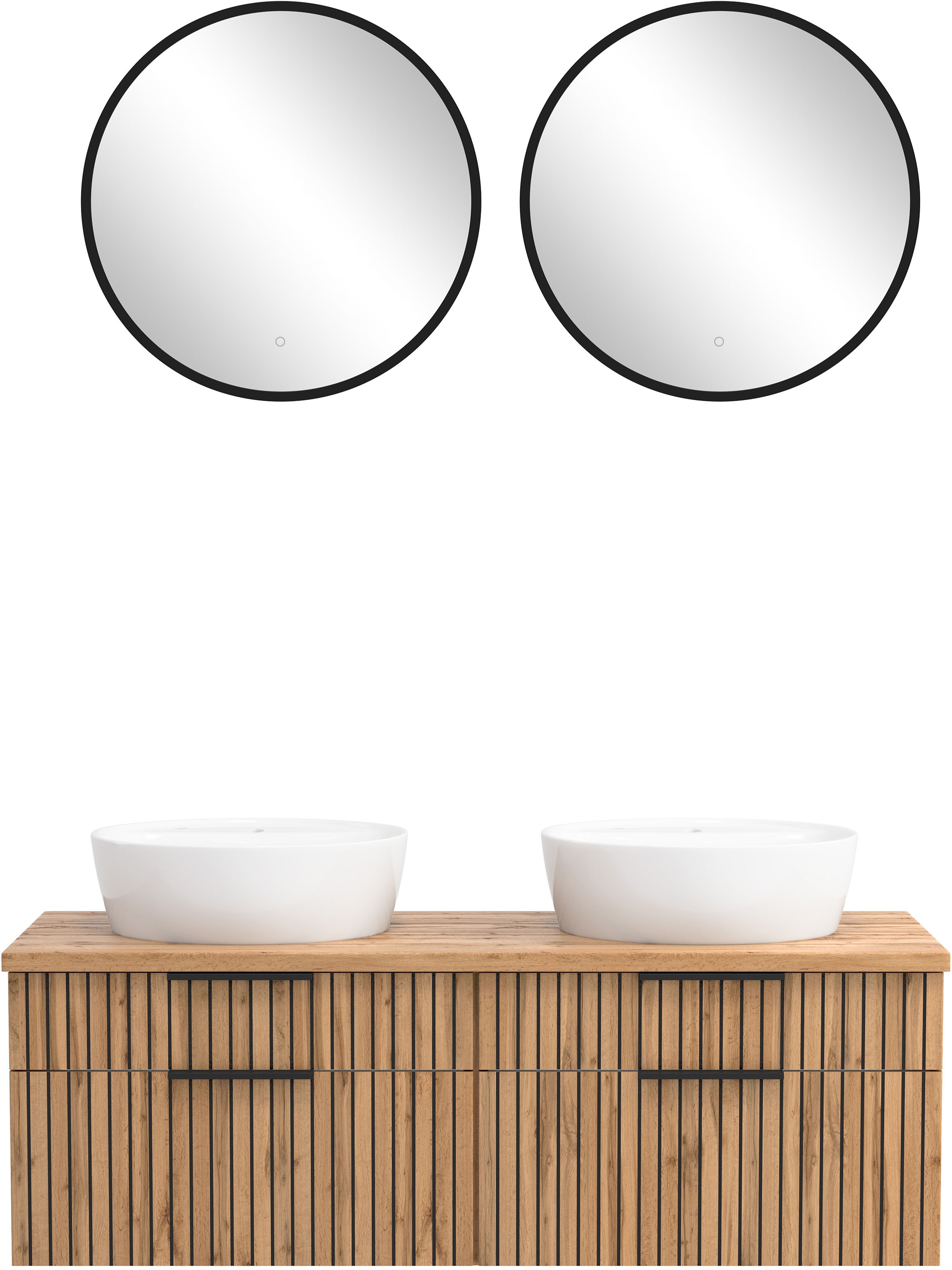 welltime Badmöbel-Set »Welltime, Carlton Waschtisch-Set, 80 oder 120 cm, gestreift«, (3 St.)