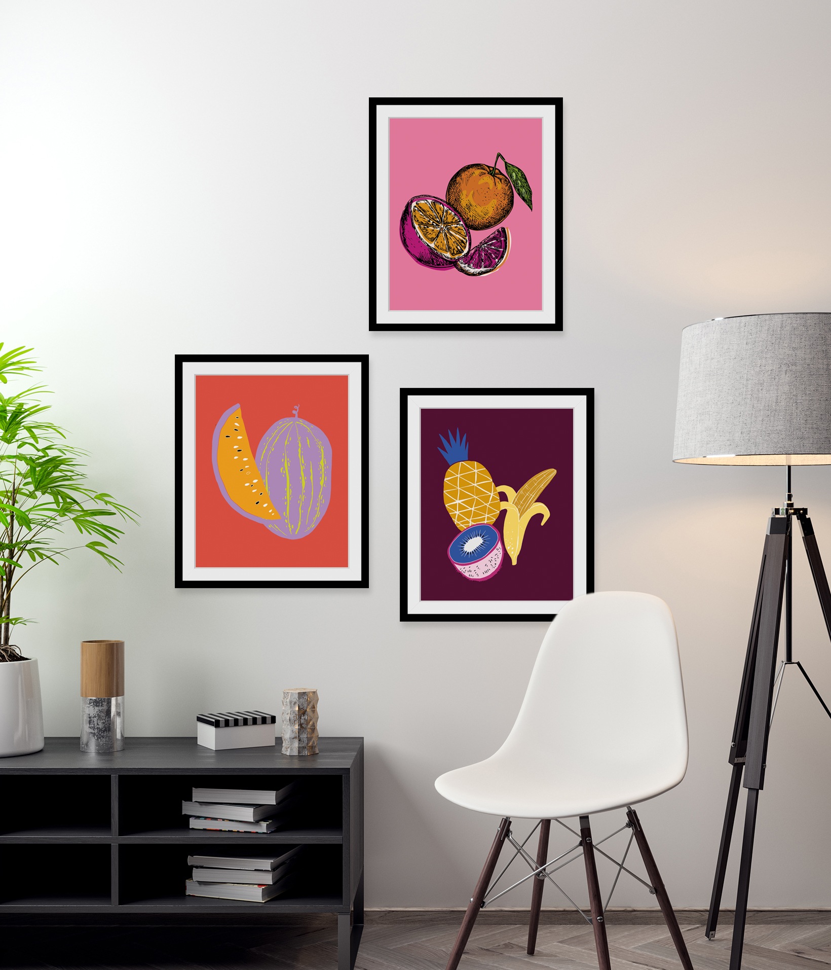queence Bild »Mara«, Obst-Obst Bilder-Kunst-Lebensmittel-Orange, HD Premium Poster-Druck inkl. Holzrahmen